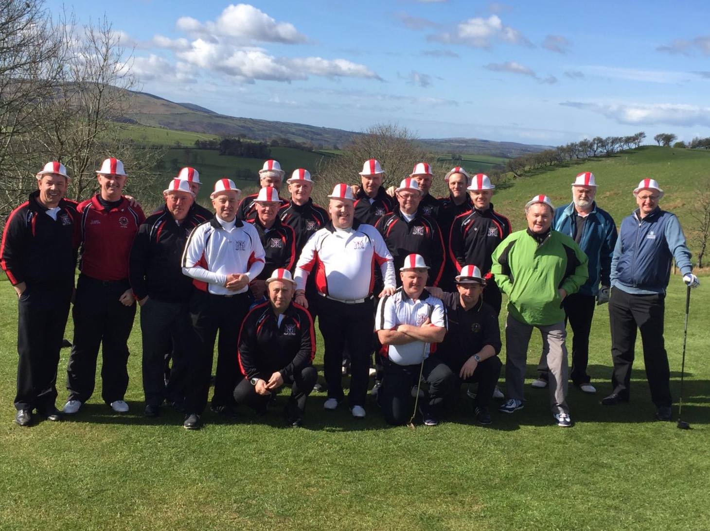 A team photo of the members of the Distressed Sailor Golf Society on one of their fundraising days out