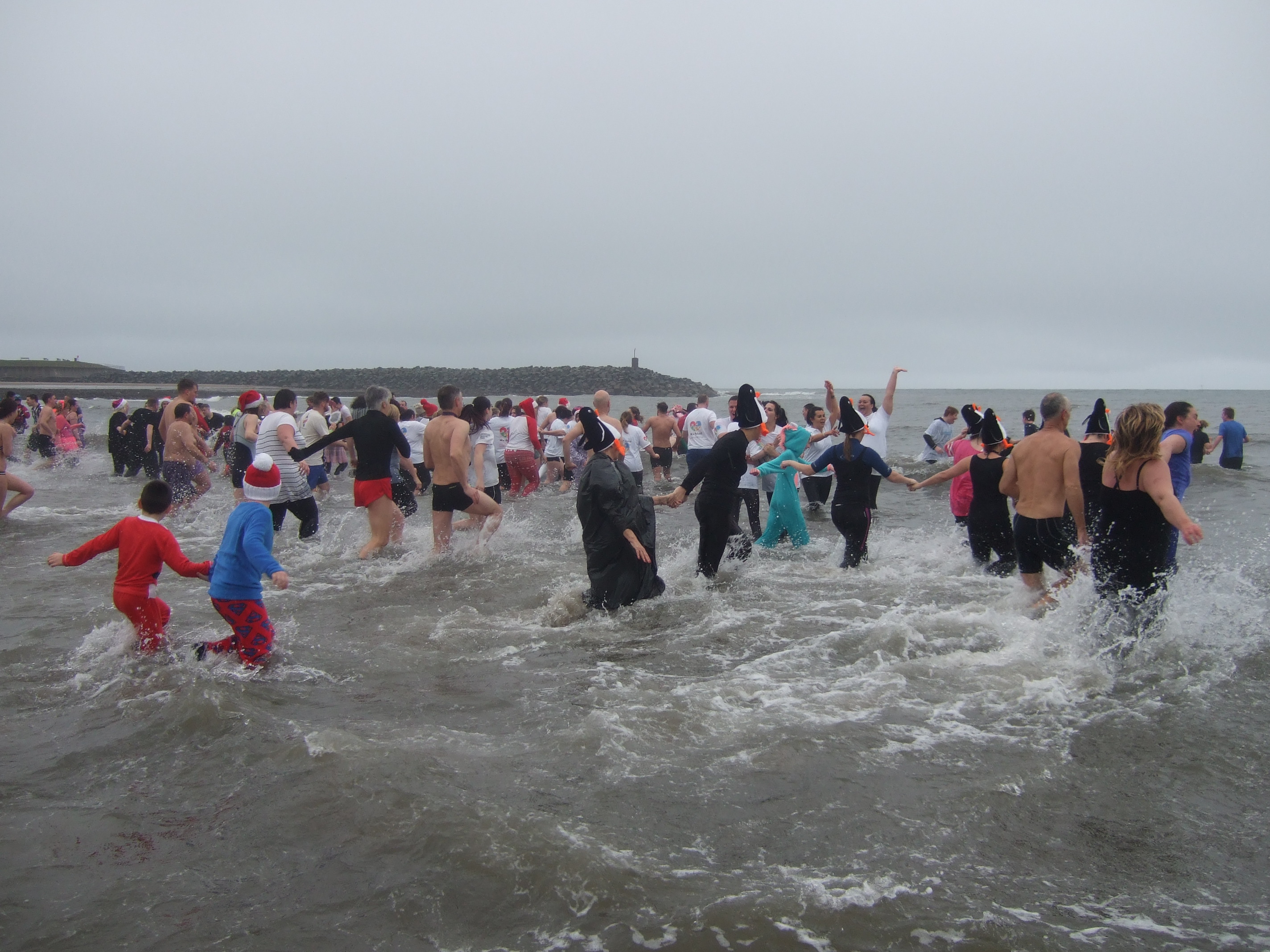 Crowds in the sea enjoy the event