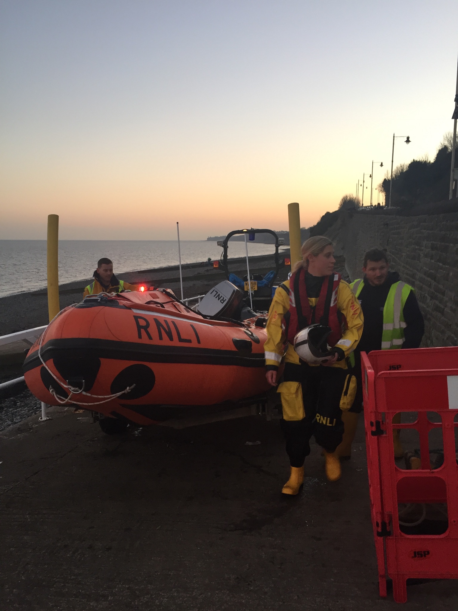 Crew members returning to station