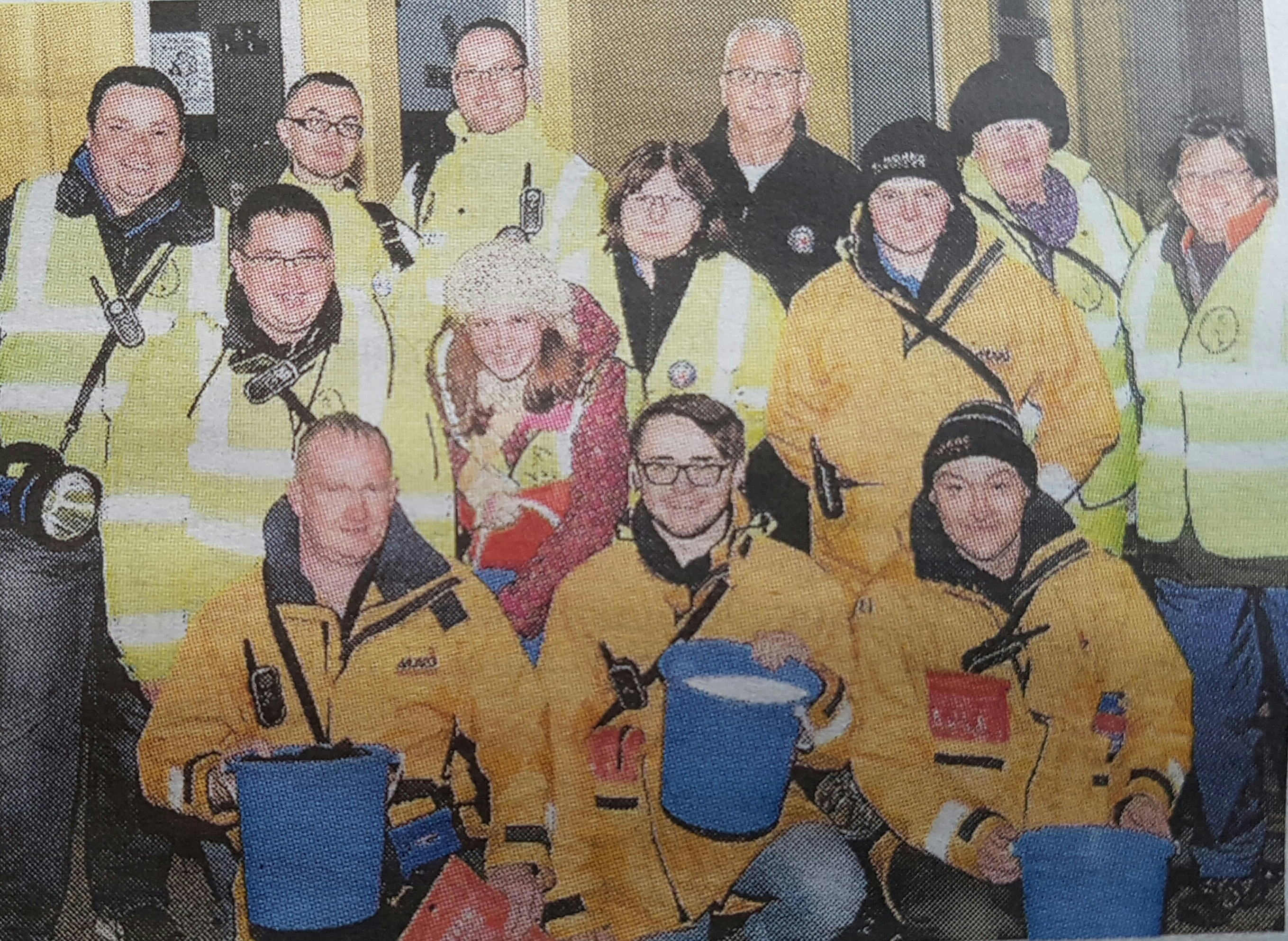 Pictured from local newspaper are some of our volunteer crew alongside other safety volunteers
