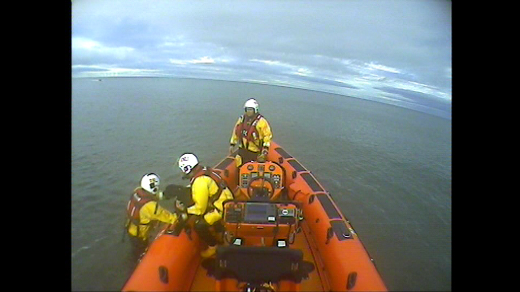 A group of dog walkers had to be rescued after they were cut off by the tide at Marske, North Yorkshire on Monday 14 November 2016.