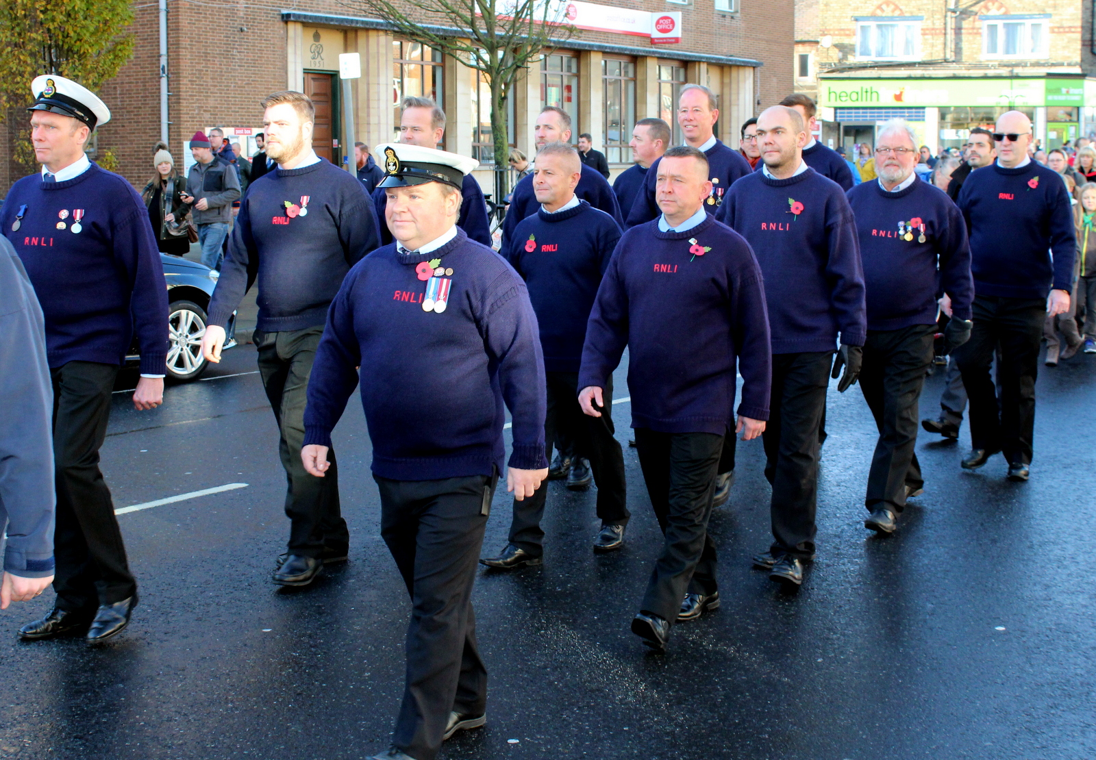 Bridlington lifeboat crew in the parade