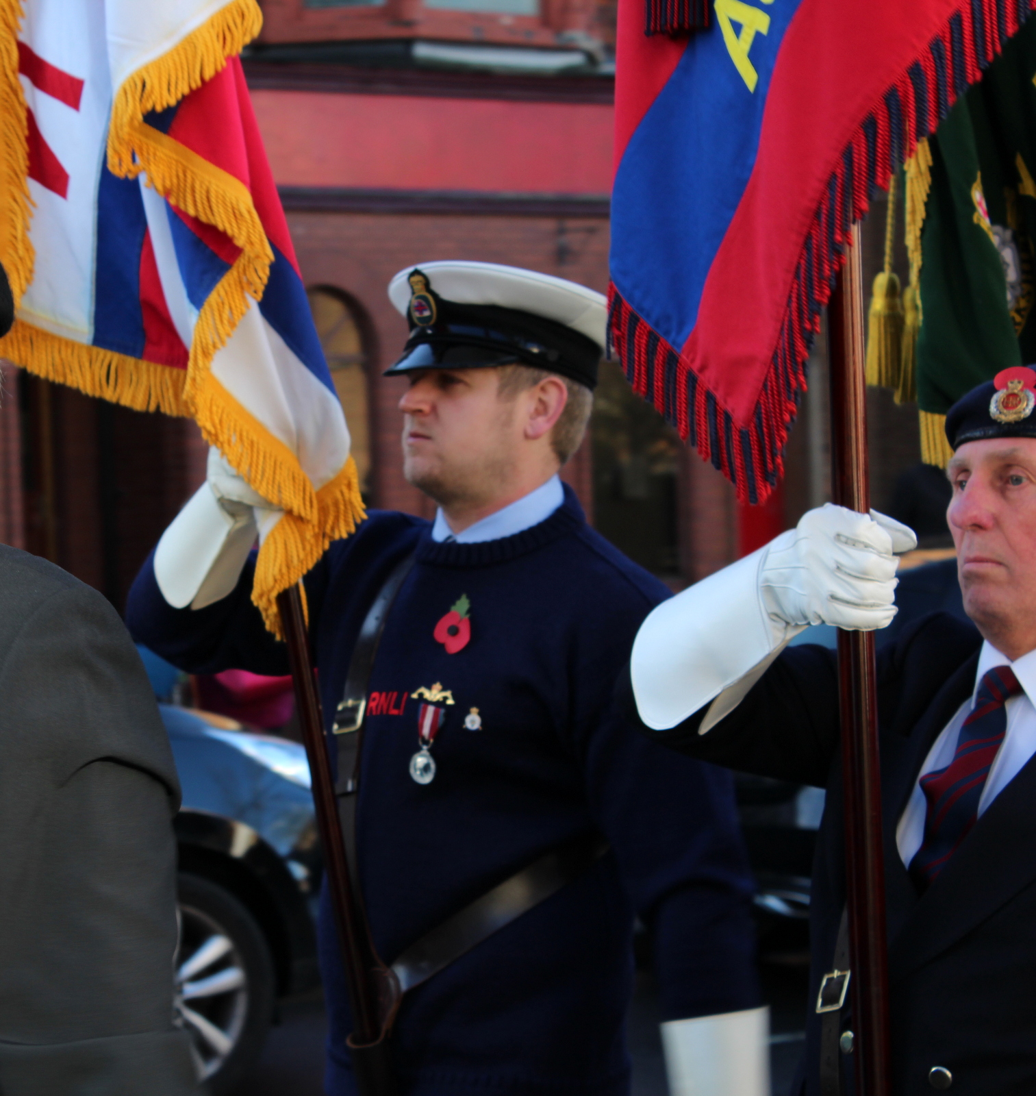 Bridlington lifeboat standard bearer.