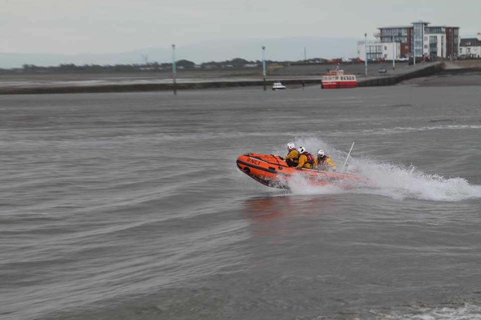 Fleetwood ILB Mary Elizabeth Barnes cresting a wave opposite Knott End ferry
