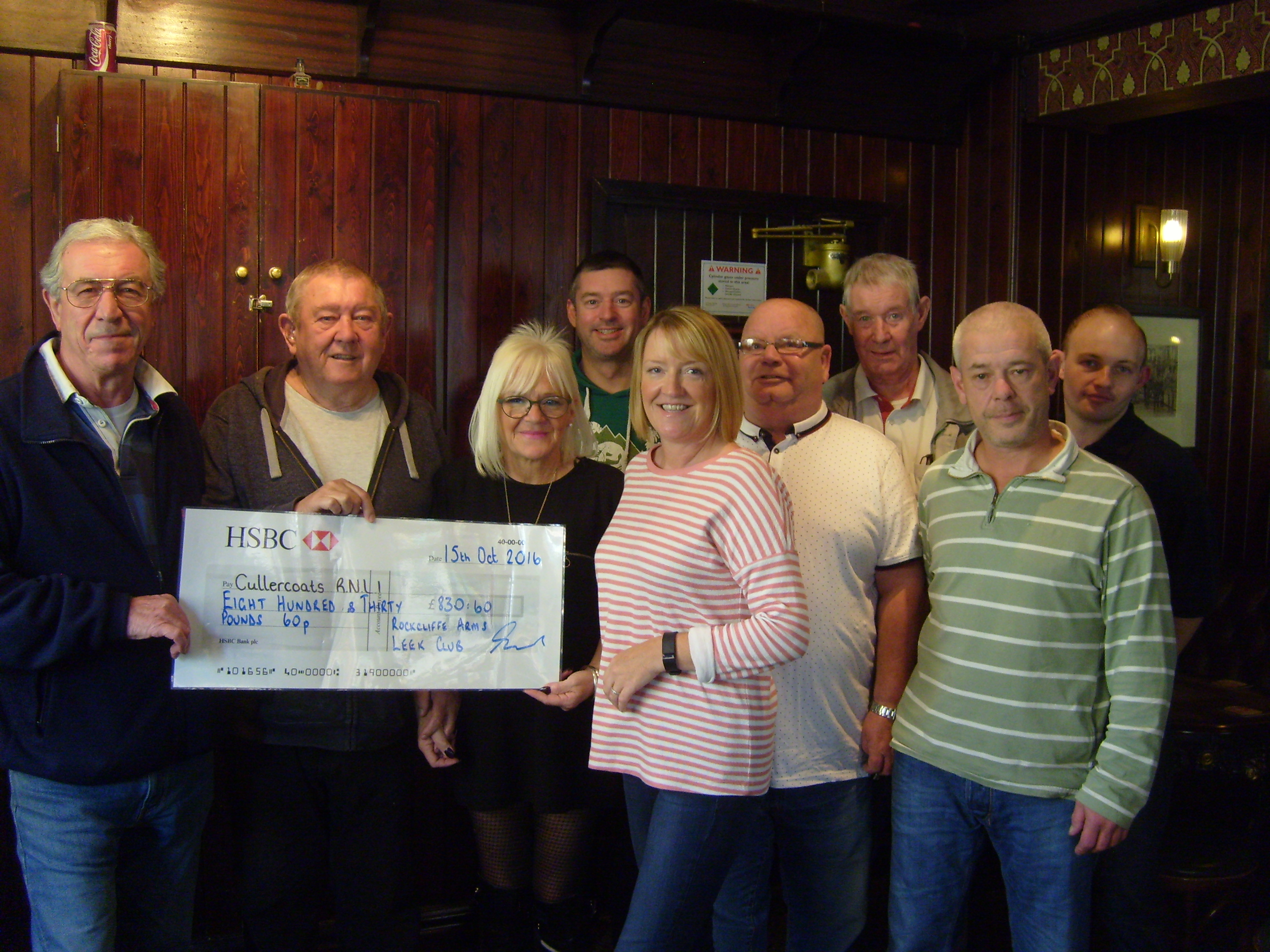 RNLI Cullercoats has again been supported by Rockcliffe Arms Leek Club for the 10th year running by raising the generous sum of £830 by their members this year.

