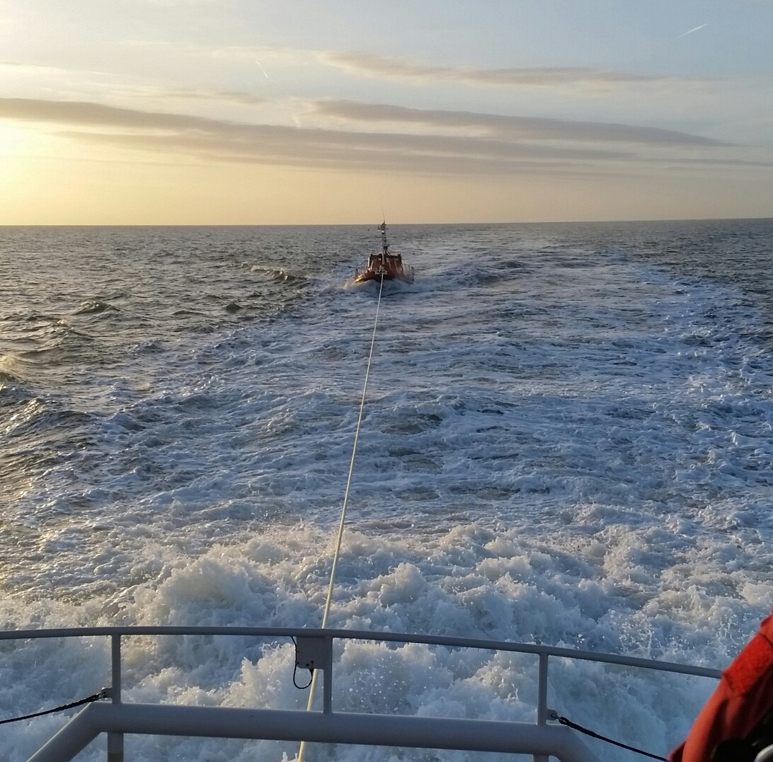 Walton and Frinton RNLI towing the old Watson class lifeboat.
