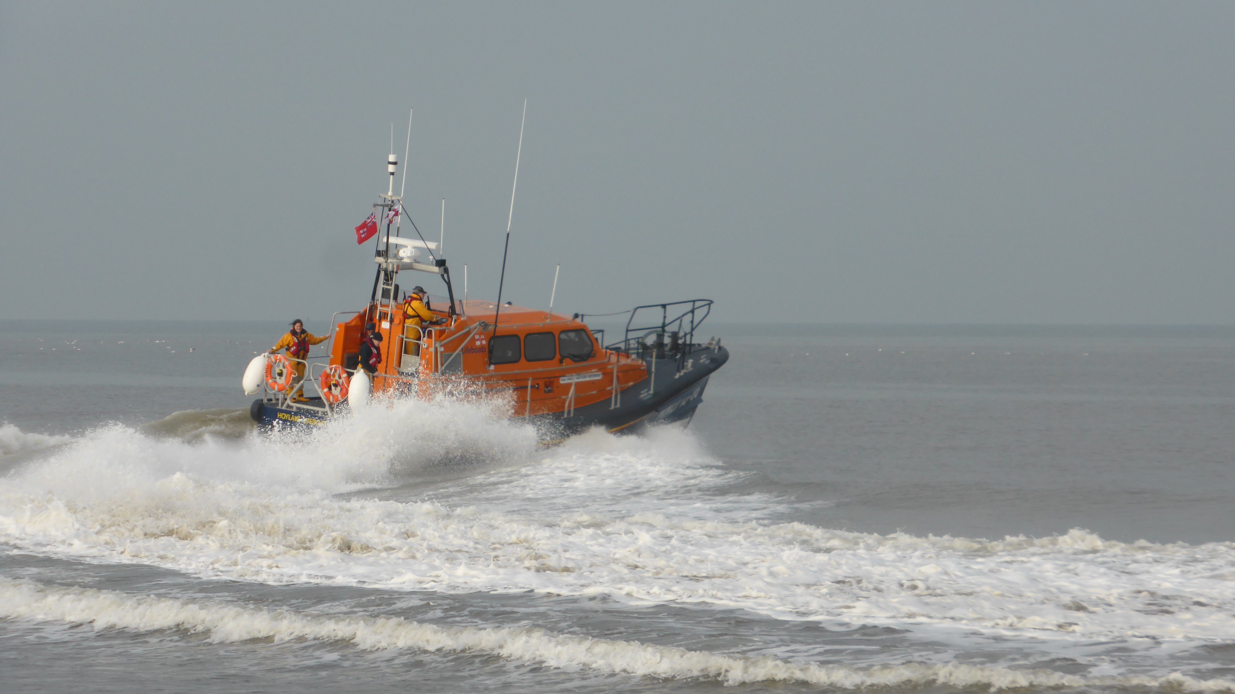 Hoylake Shannon Class lifeboat showing manoeuvrability at speed.