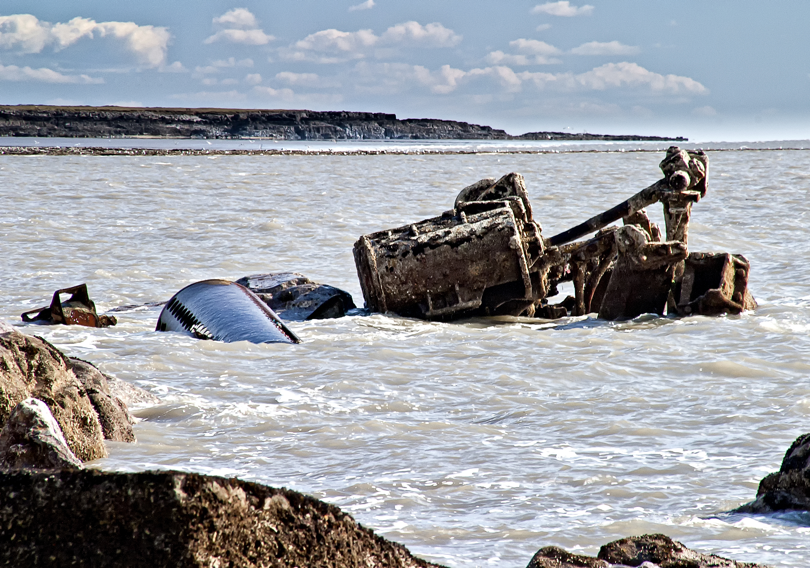 The Engine block still visable on low tide 70 years on from the tragedy
