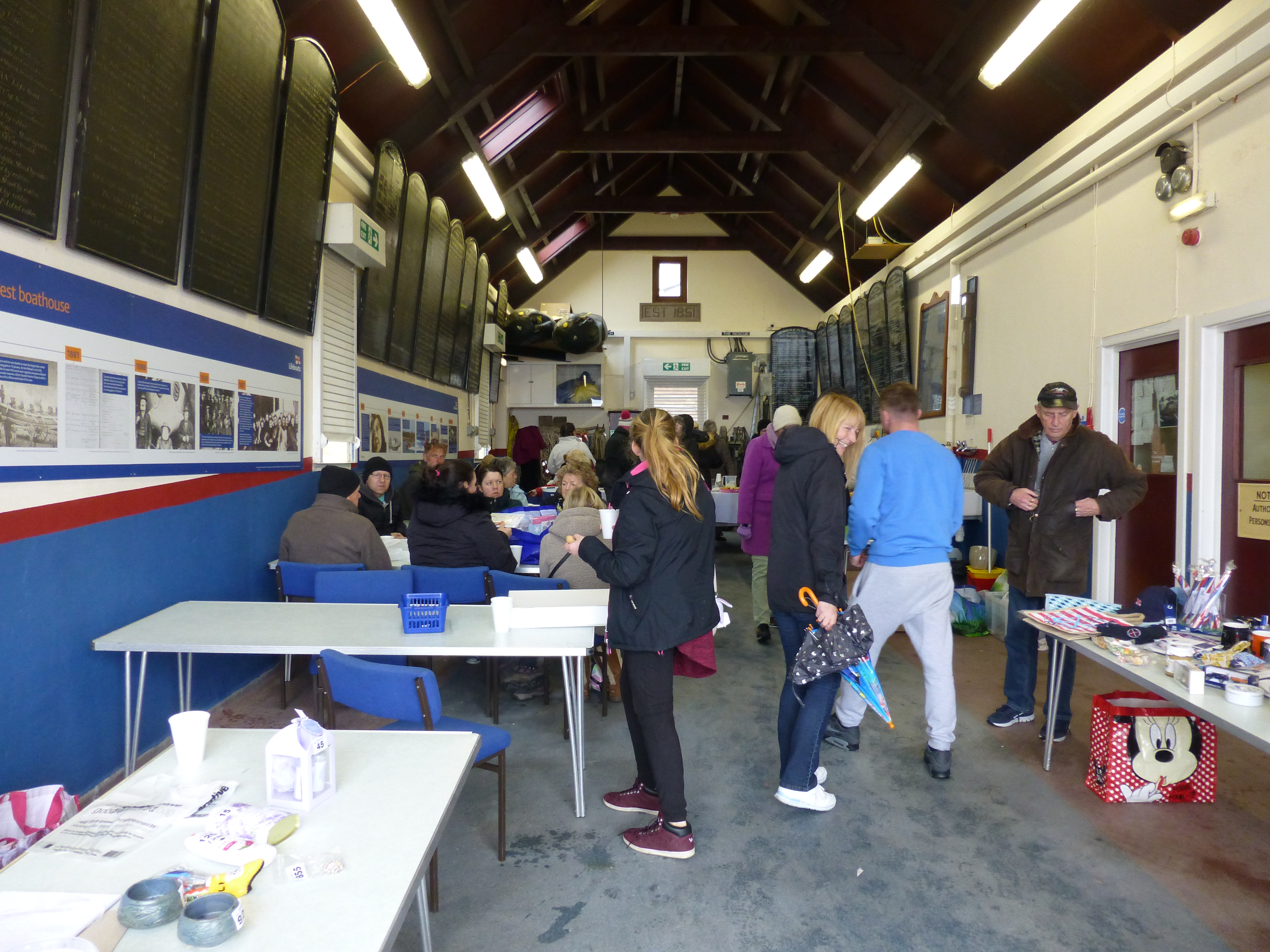 The boathouse busy with many visitors