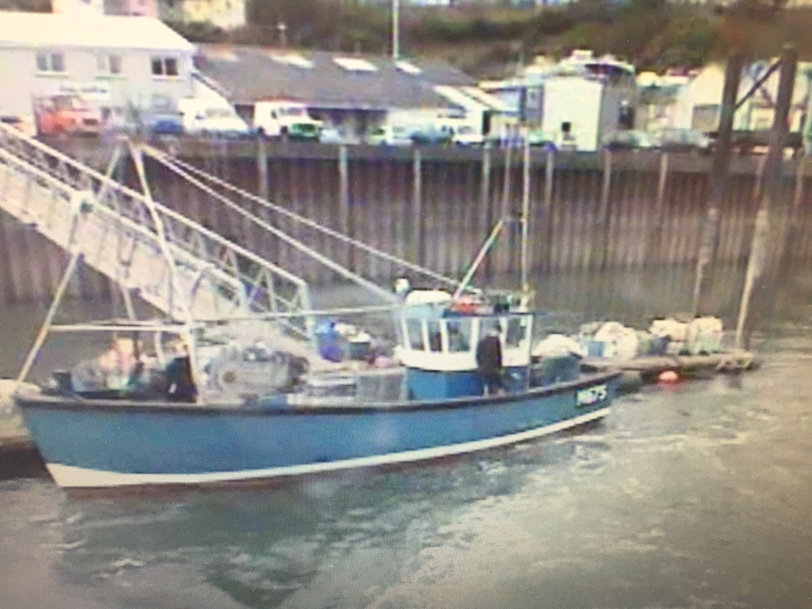 The fishing vessel rescued by Angle RNLI's all weather Tamar class lifeboat Mark Mason is pictured alongside her berth at Neyland in the Milford Haven Waterway