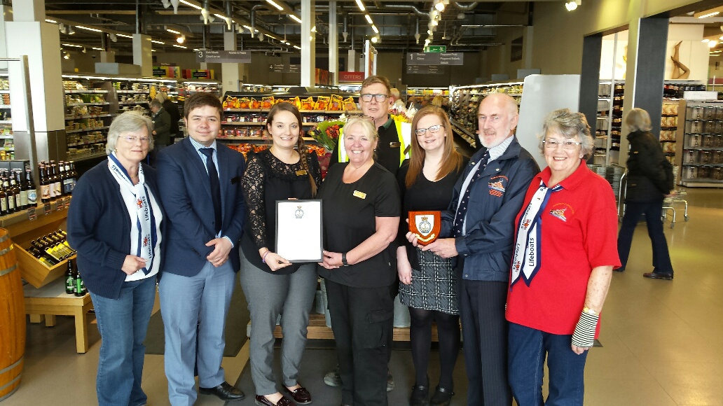 Ramsgate RNLI reps present certificate and plaque to Marks and Spencers, Westwood Cross management.