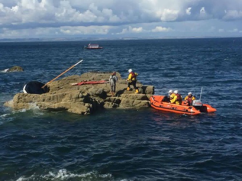 Evelyn M inshore lifeboat with Tula stricken vessel