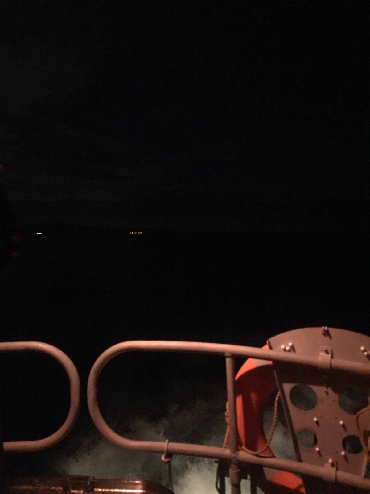 Photo showing the effect of a vessel without lights at night, this is with the boat 150yds behind the lifeboat