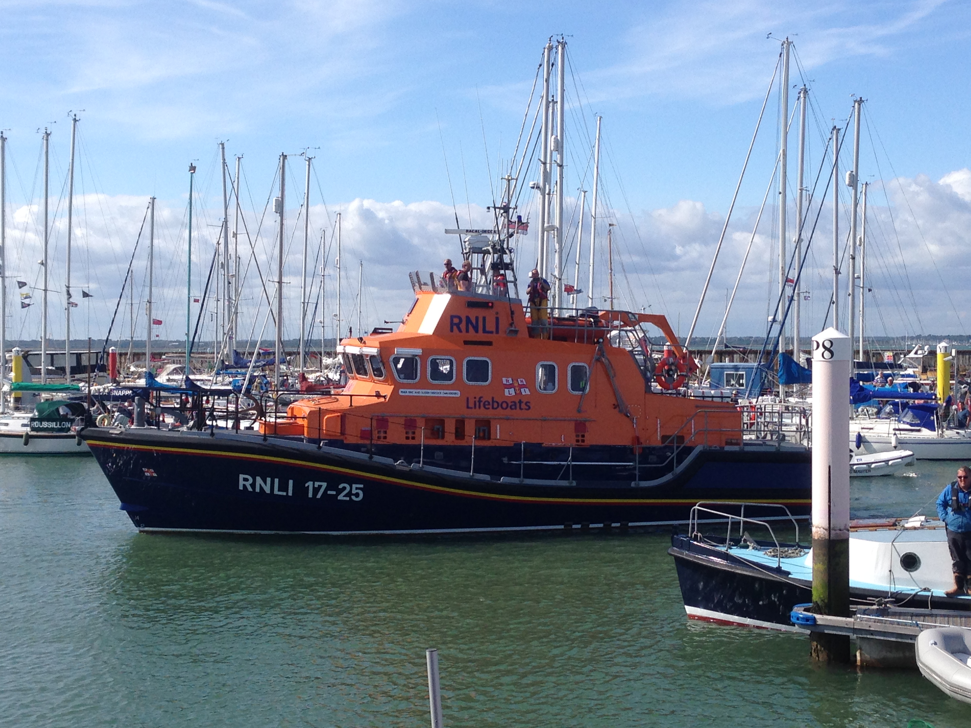 Yarmouth Lifeboat returning to station after the first double shout yesterday.