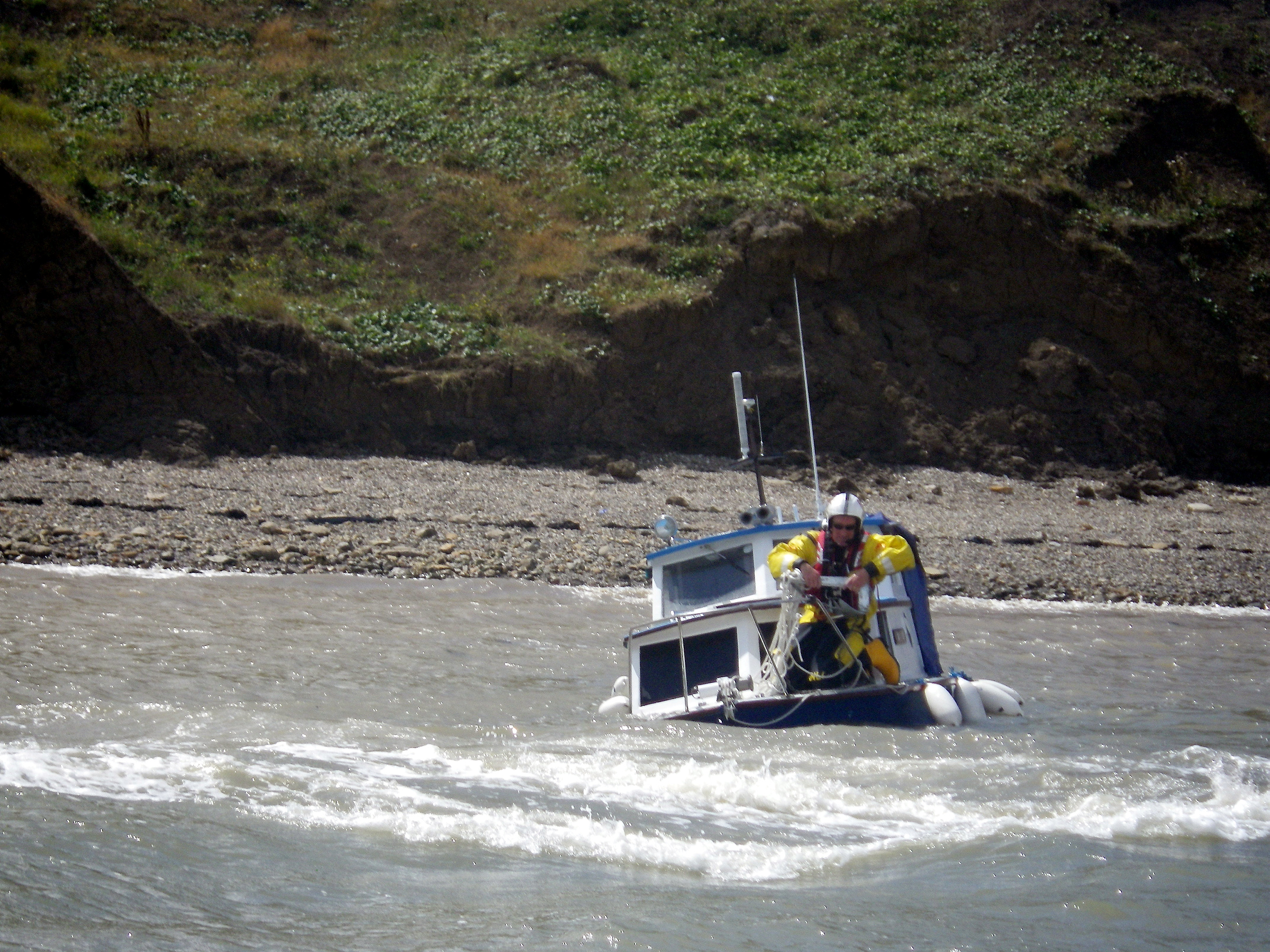 The beached 25-foot day cruiser west of Warden Point, Isle of Sheppey. Picture: RNLI Whitstable