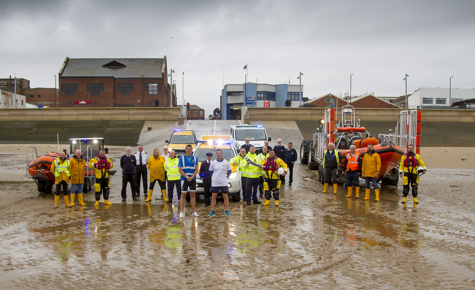 The Our Blue Light torch at Redcar RNLI to highlight mental health issues amongst 999 services