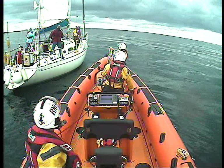Lifeboat alongside the yacht