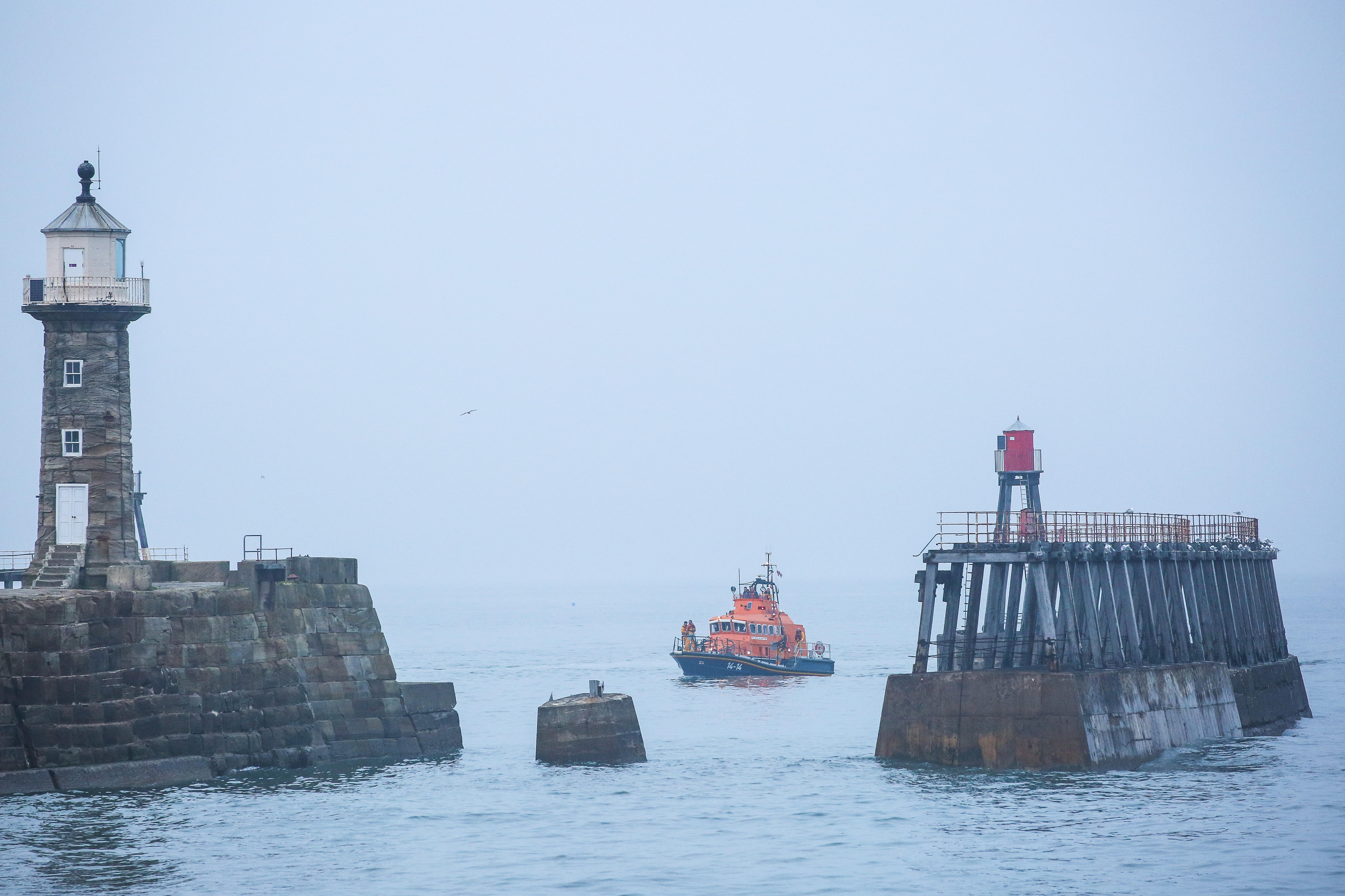 Whitby's all-weather lifeboat conducting the search