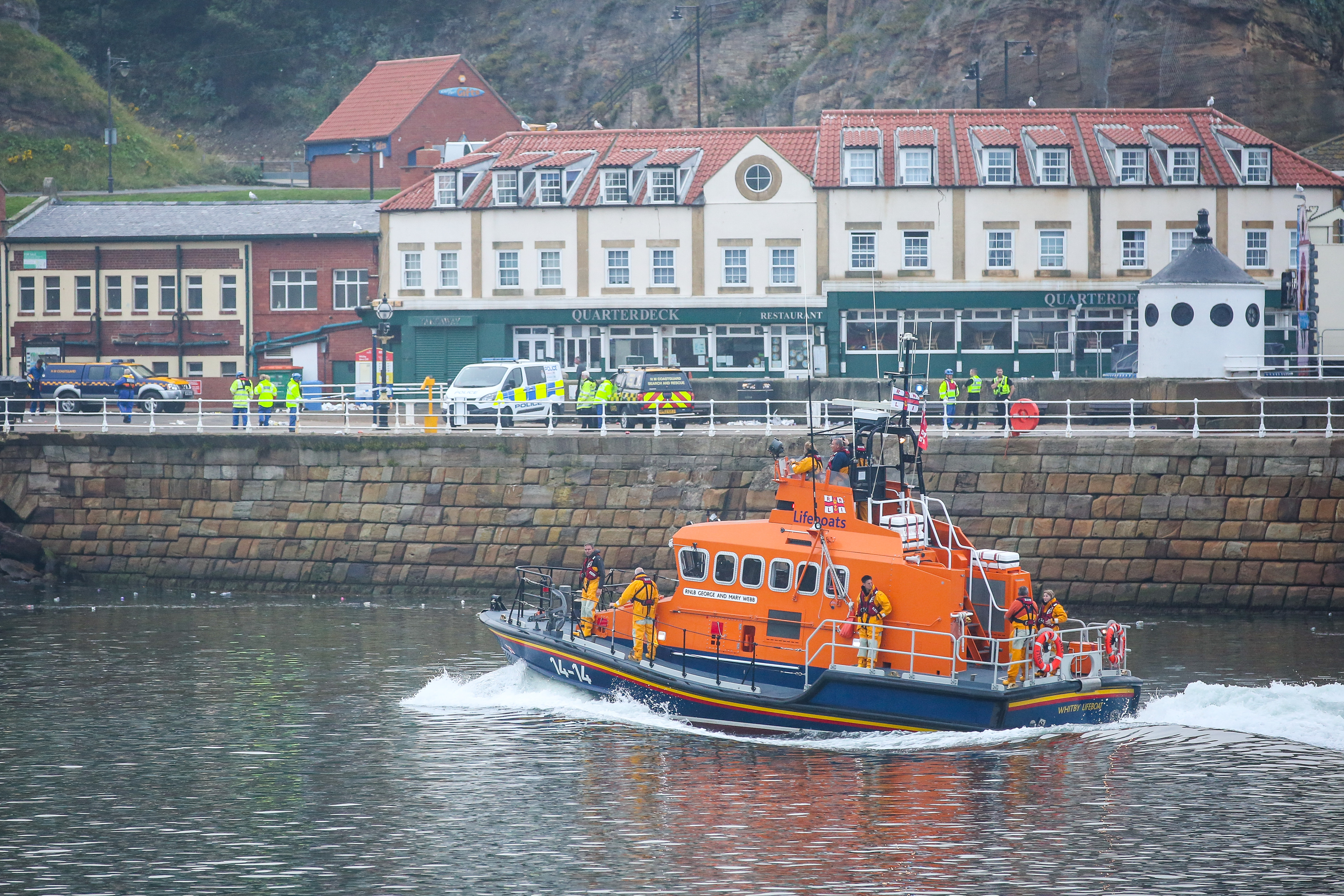 Whitby's all-weather lifeboat conducting the search
