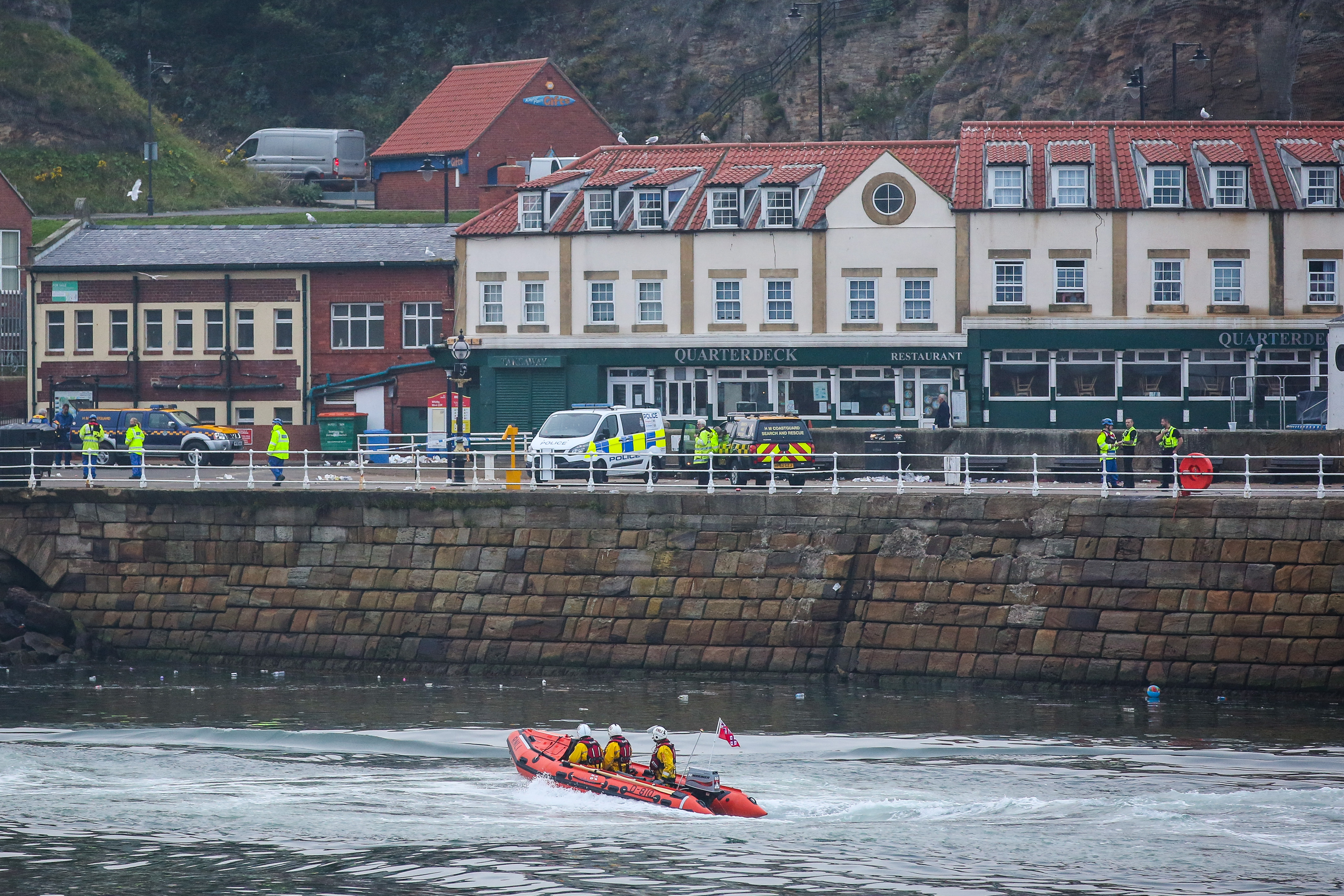 Whitby's all-weather lifeboat conducting the search