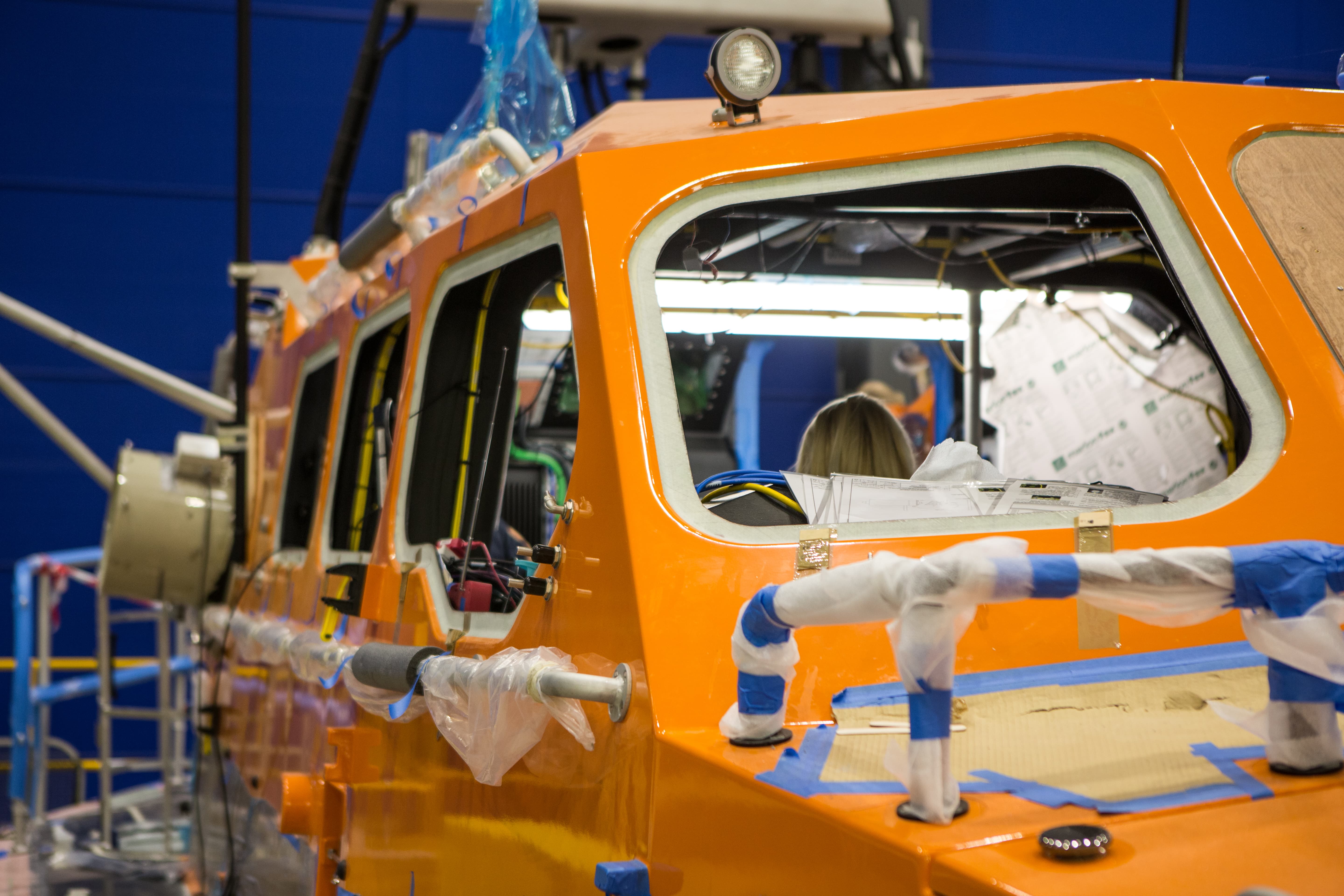 Leverburgh RNLI’s new Shannon class Lifeboat under construction – close up