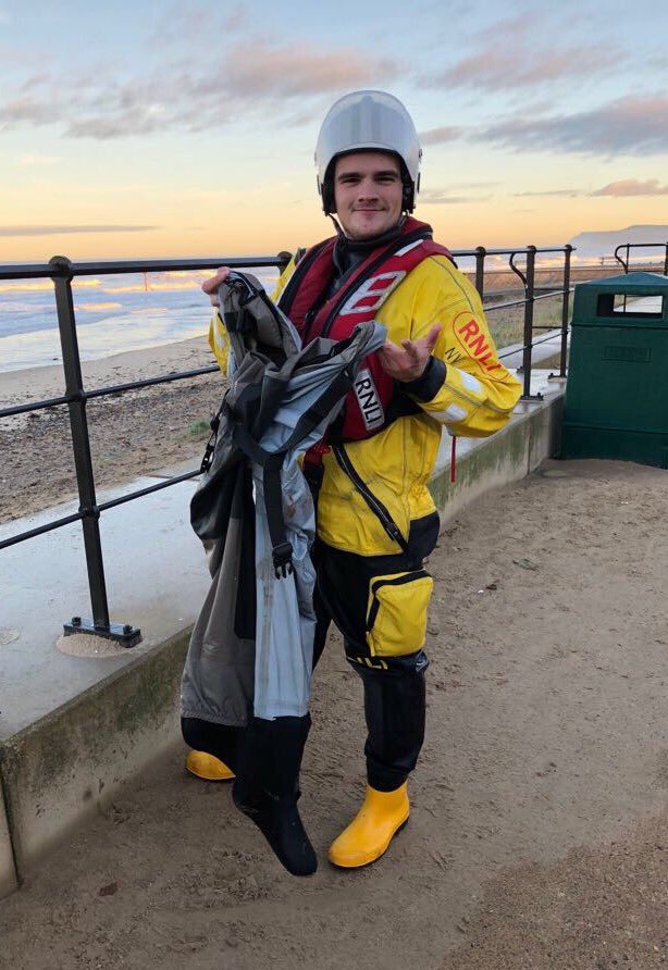 RNLI volunteer with waders which sparked a rescue mission.