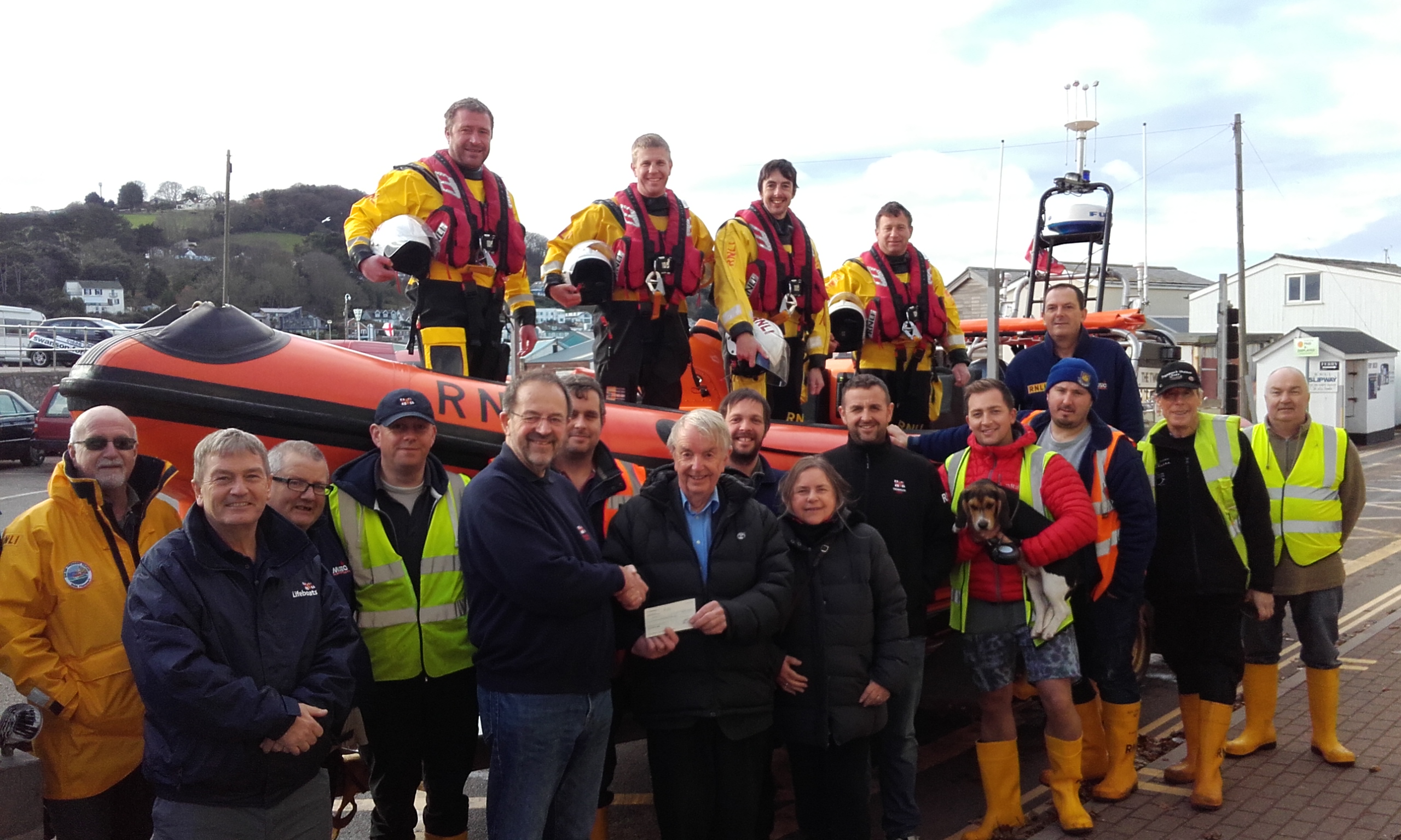 Presentation of cheque from Shaldon Water Carnival Committee to Teignmouth Lifeboat Station
