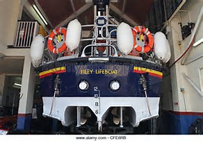 FILEY LIFEBOAT IN THE BOATHOUSE.