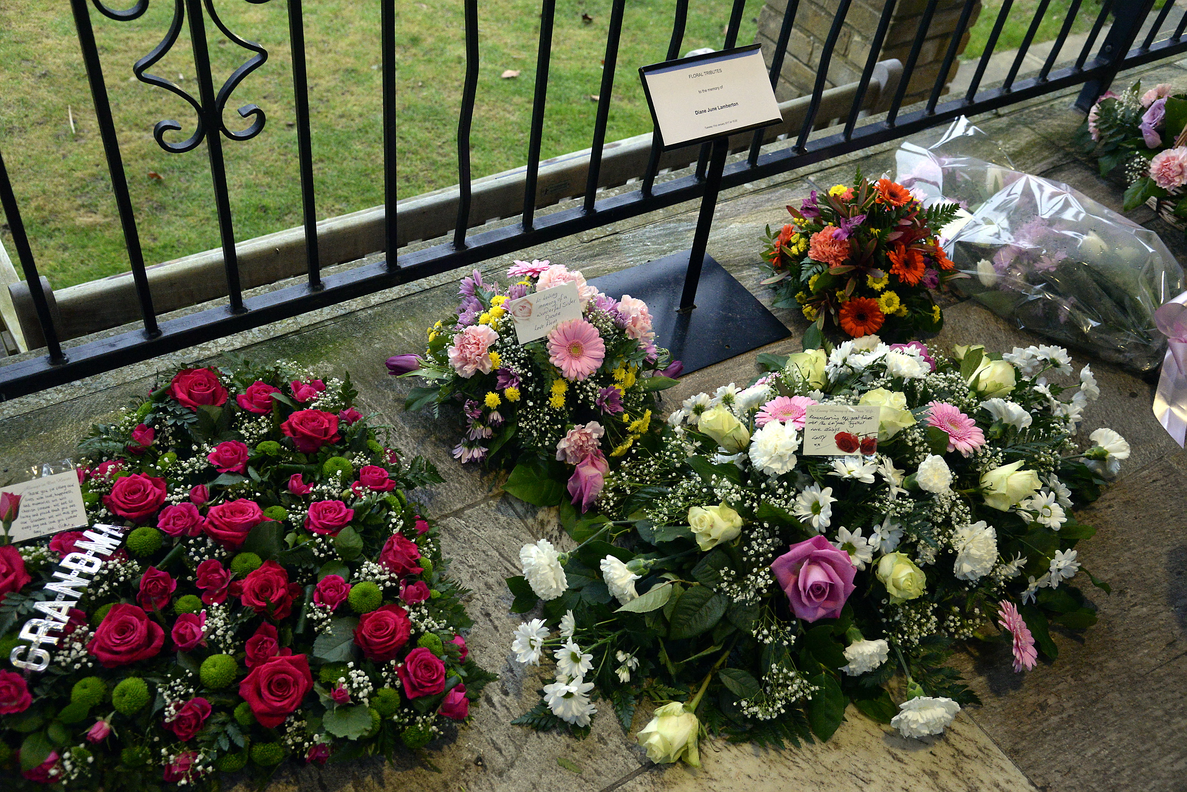Floral tributes to Diane Lamberton.