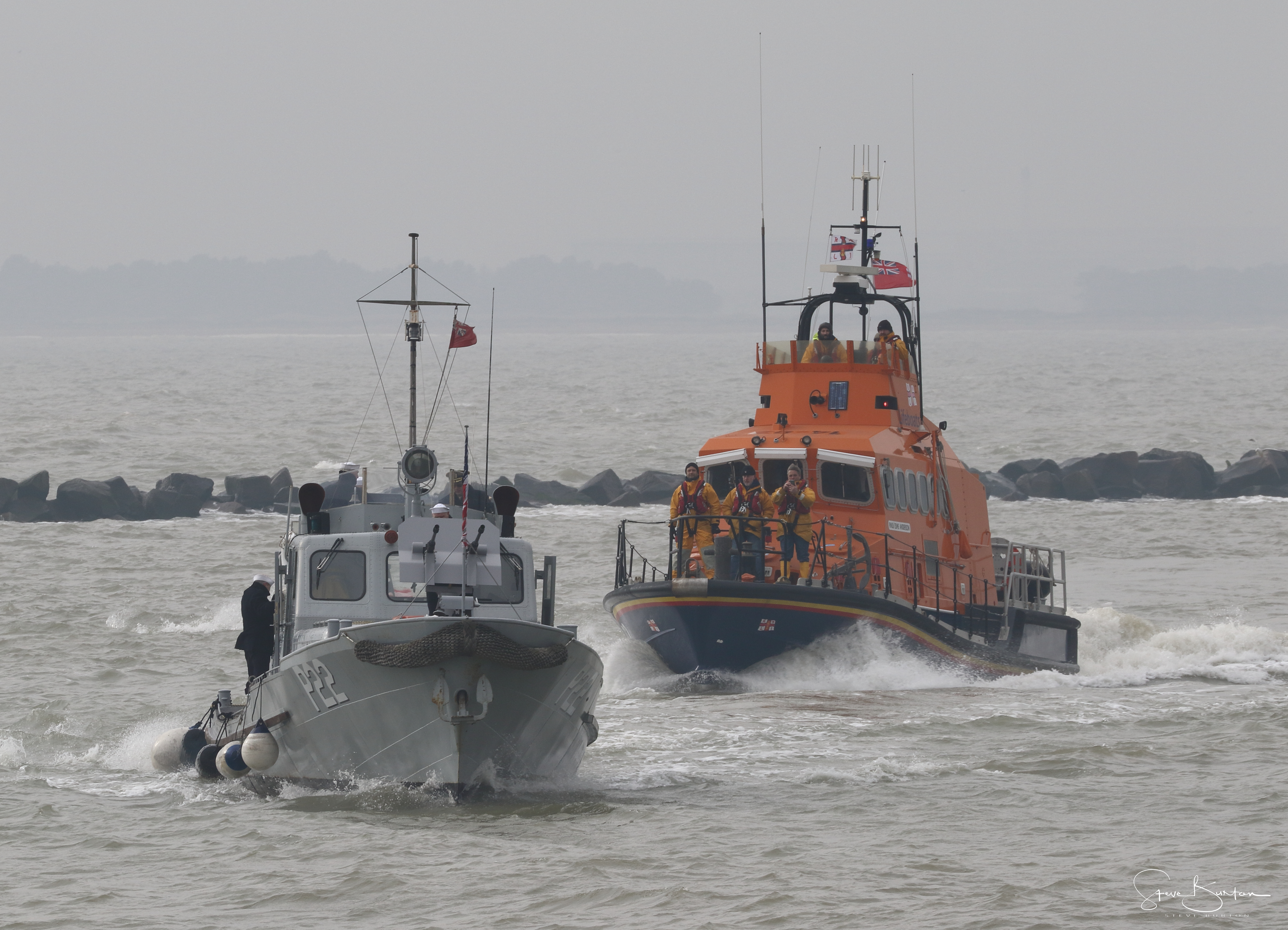 Ramsgate lifeboat and P22 outside harbour
