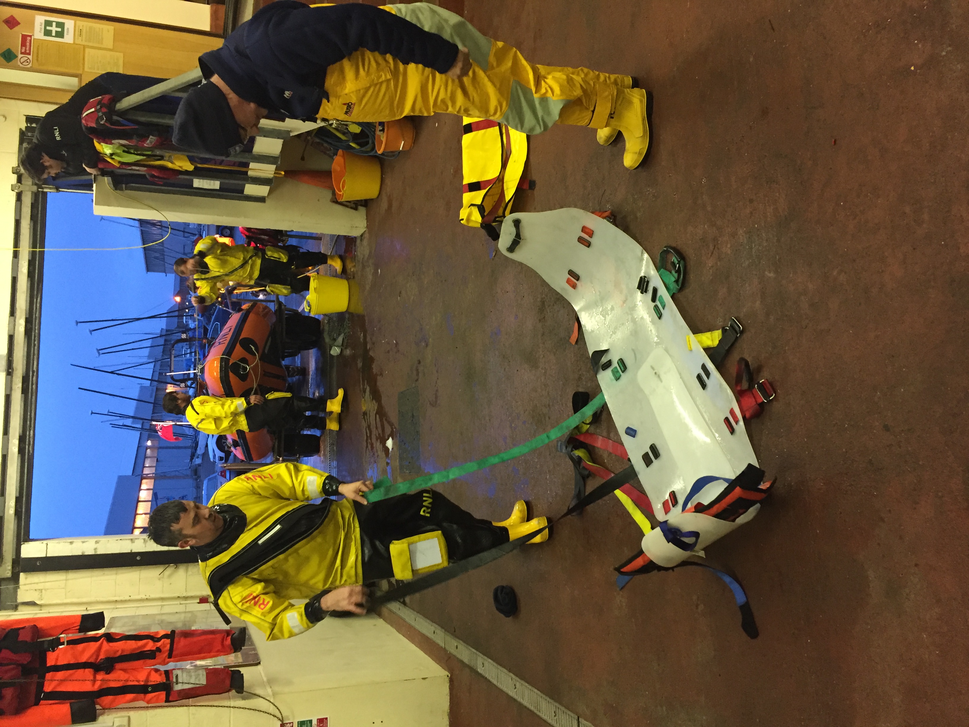 The crew washing the mud from equipment