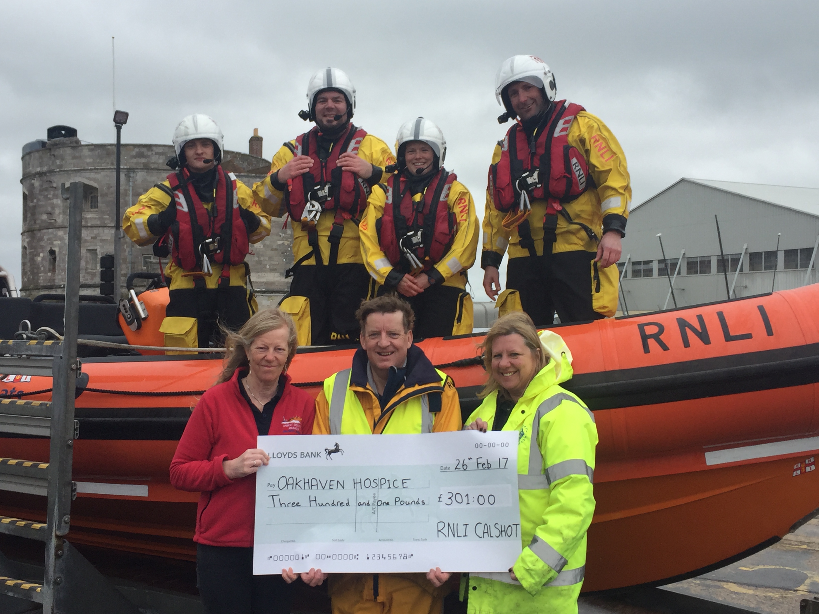 Donation of cheque from crew