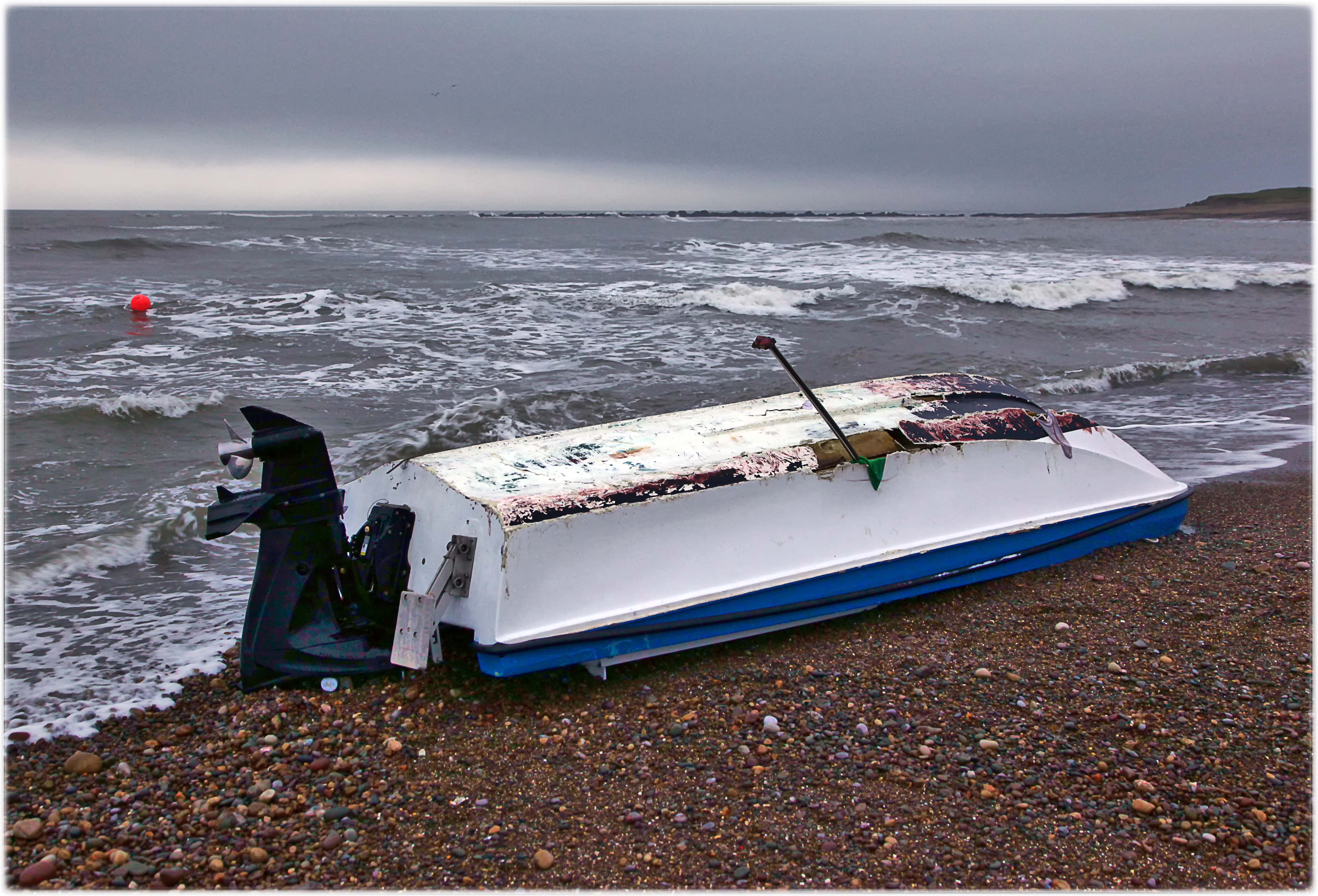 The casualty vessel the following morning at Sker Point