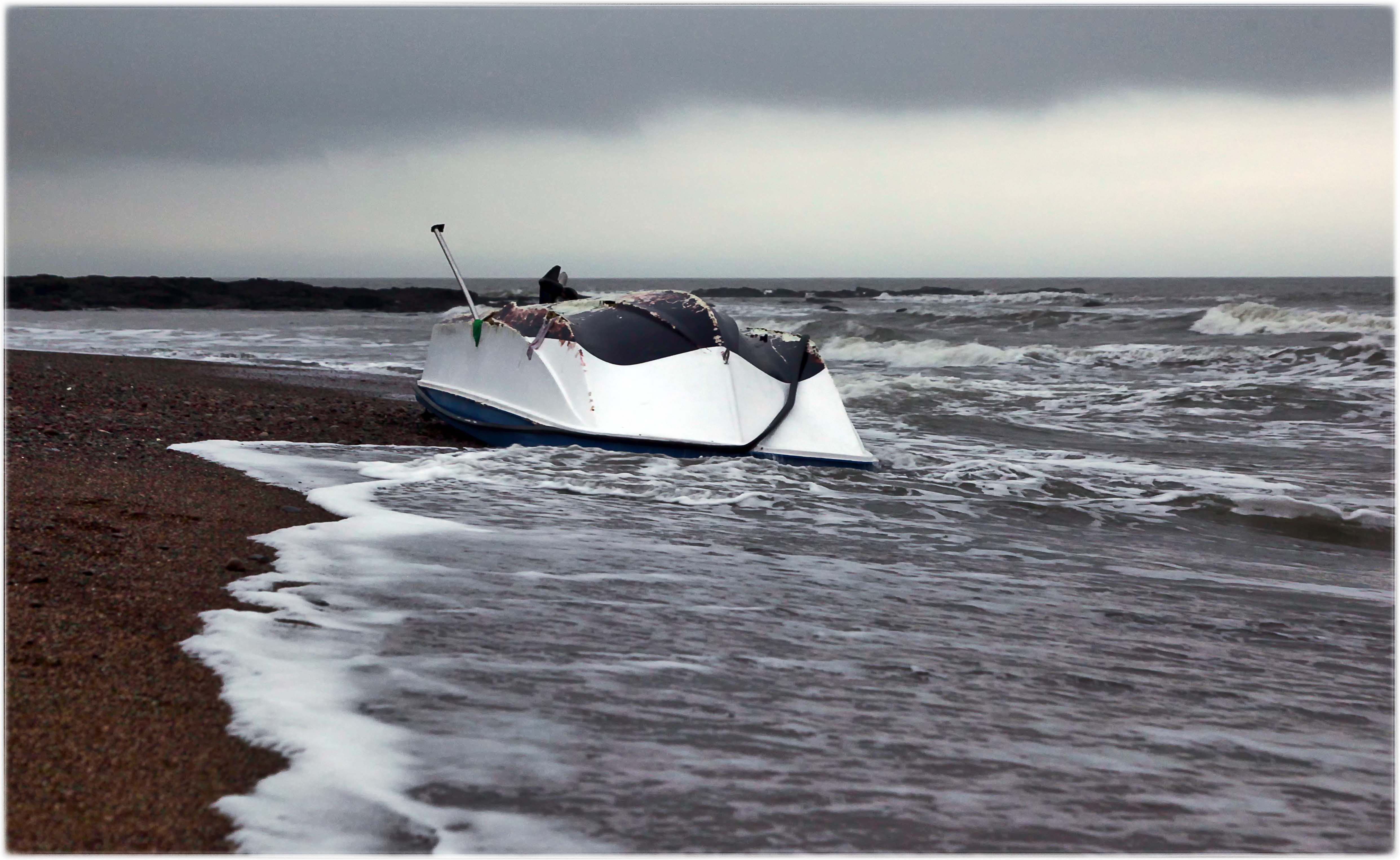 The casualty vessel the following morning at Sker Point