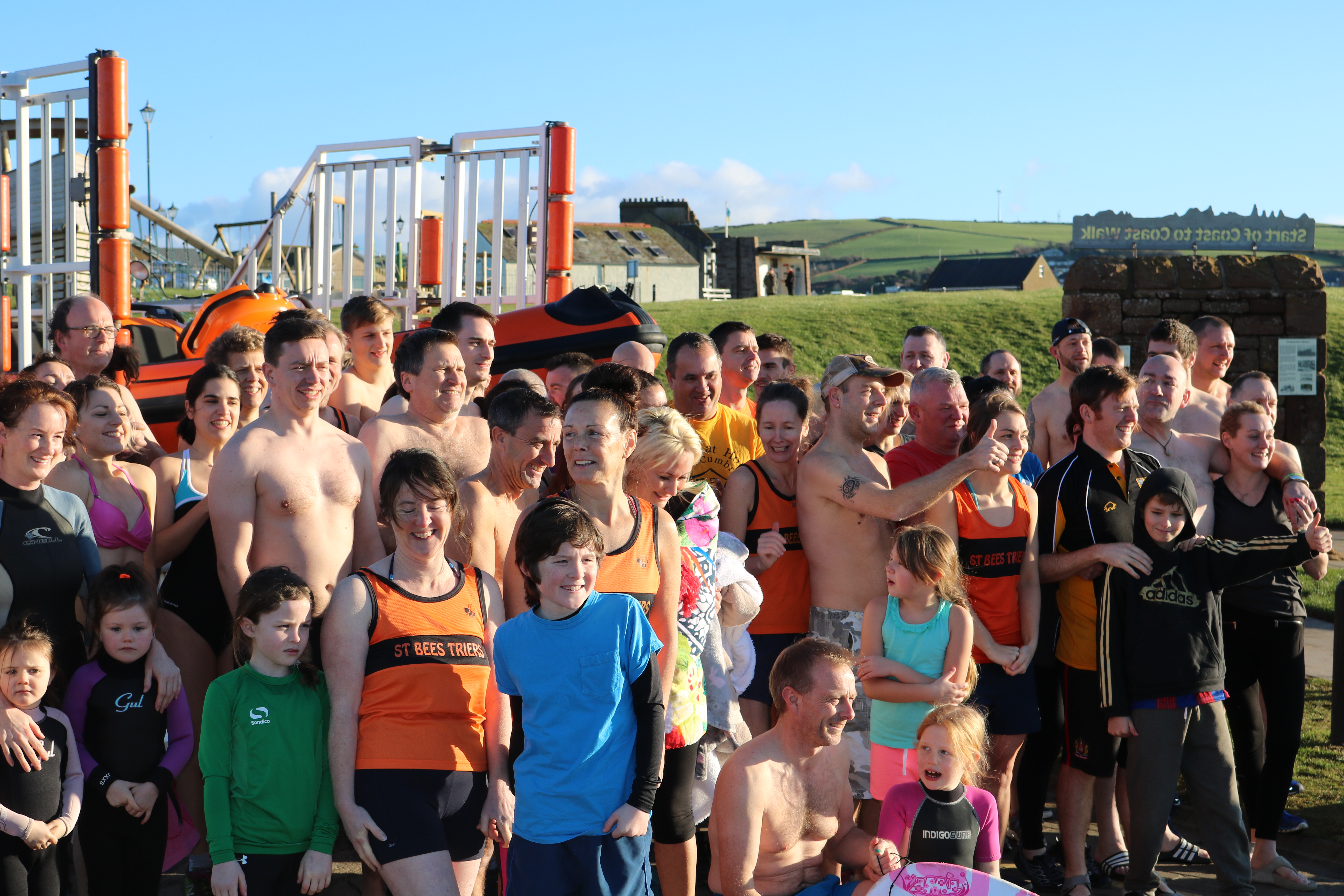 Lining up in front of our lifeboat before taking the plunge