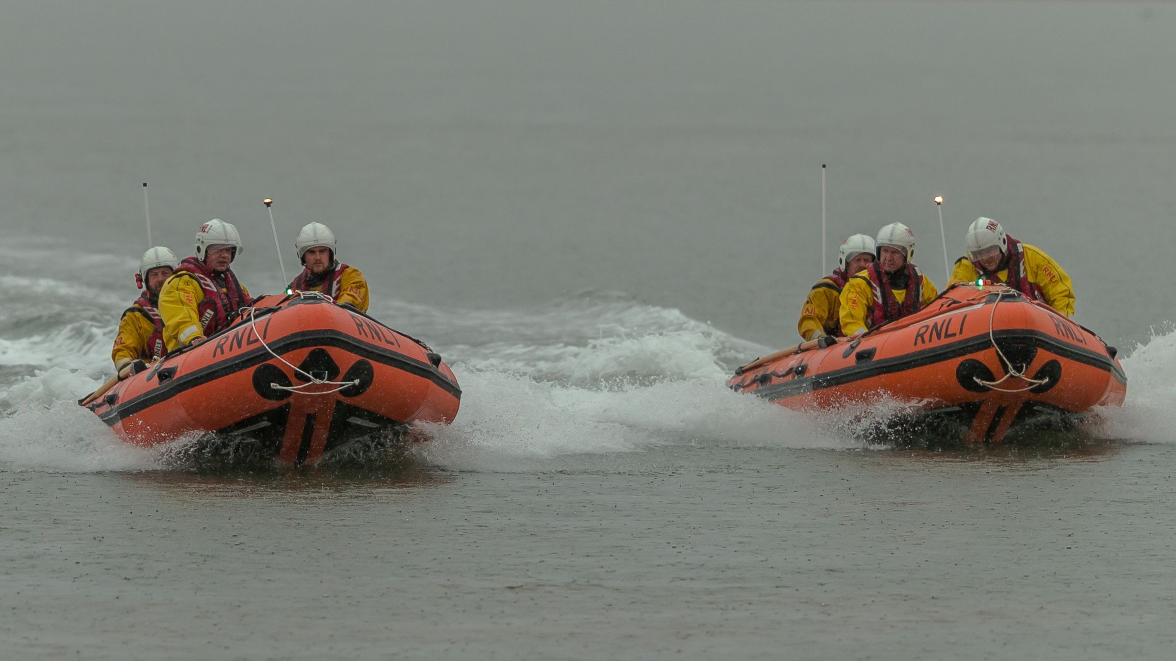 Both inshore lifeboats display their capabilities to the crowds