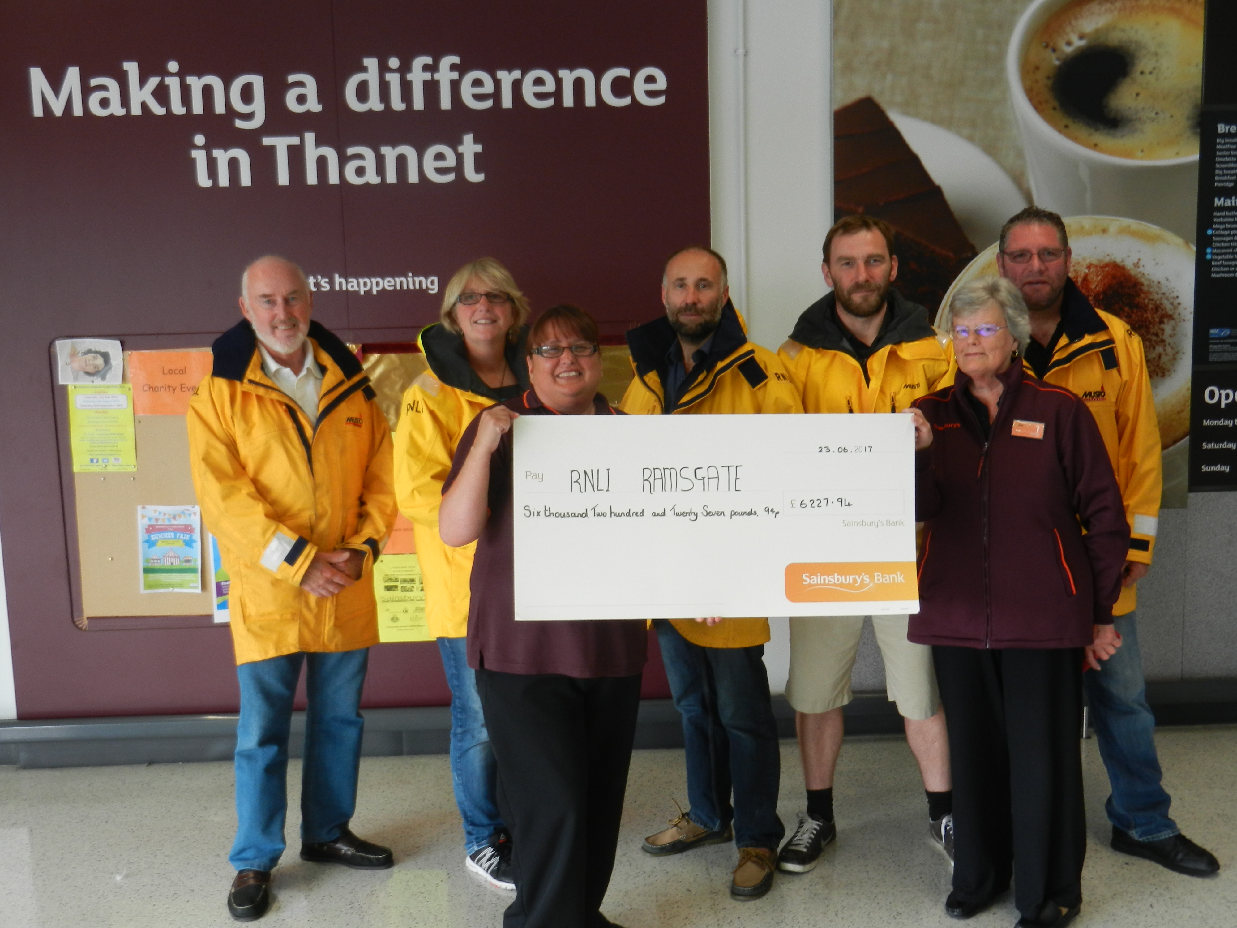 Ramsgate crew members at Sainsburys cheque presentatio