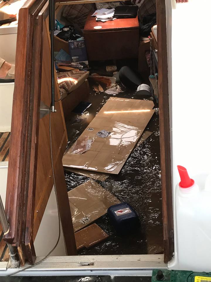 Flooded cabin deck - casualty 4 July afternoon