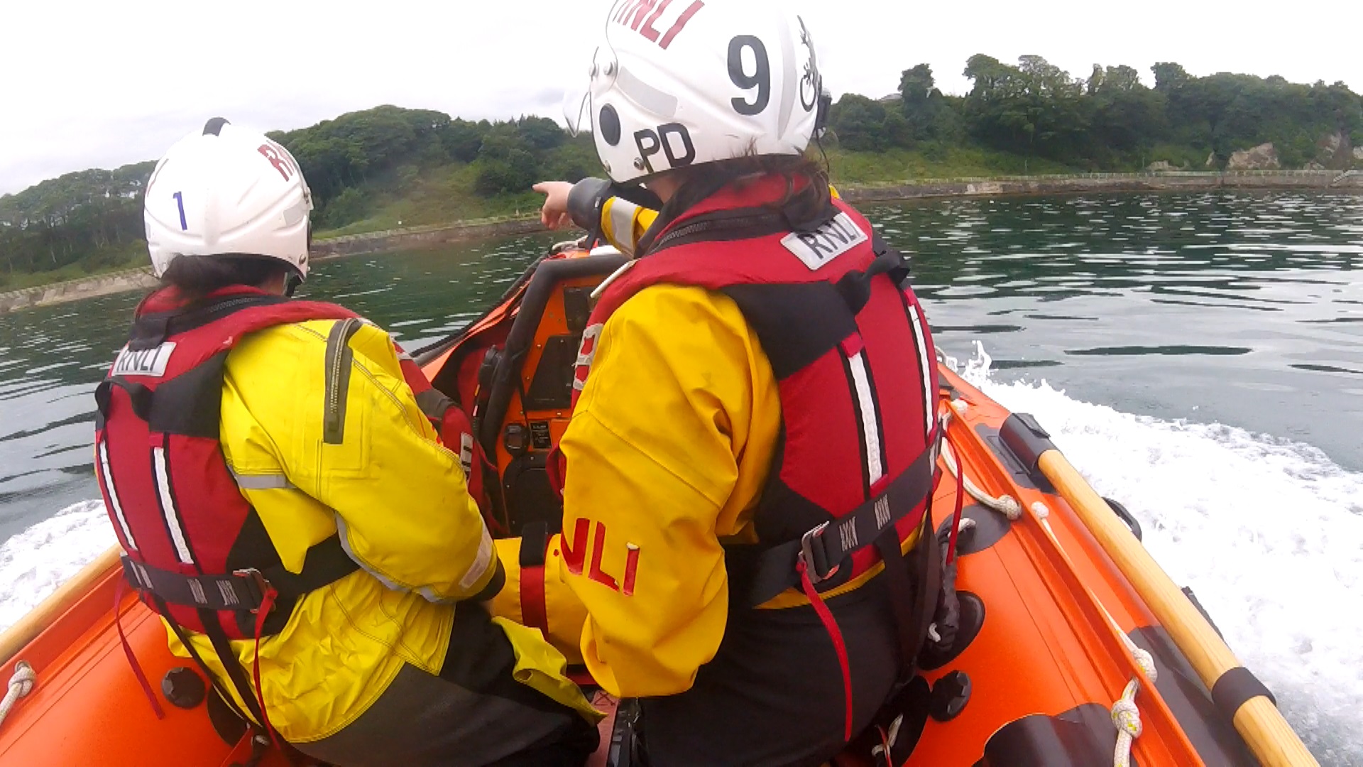 Inshore lifeboat crew searching near Larne Promenade