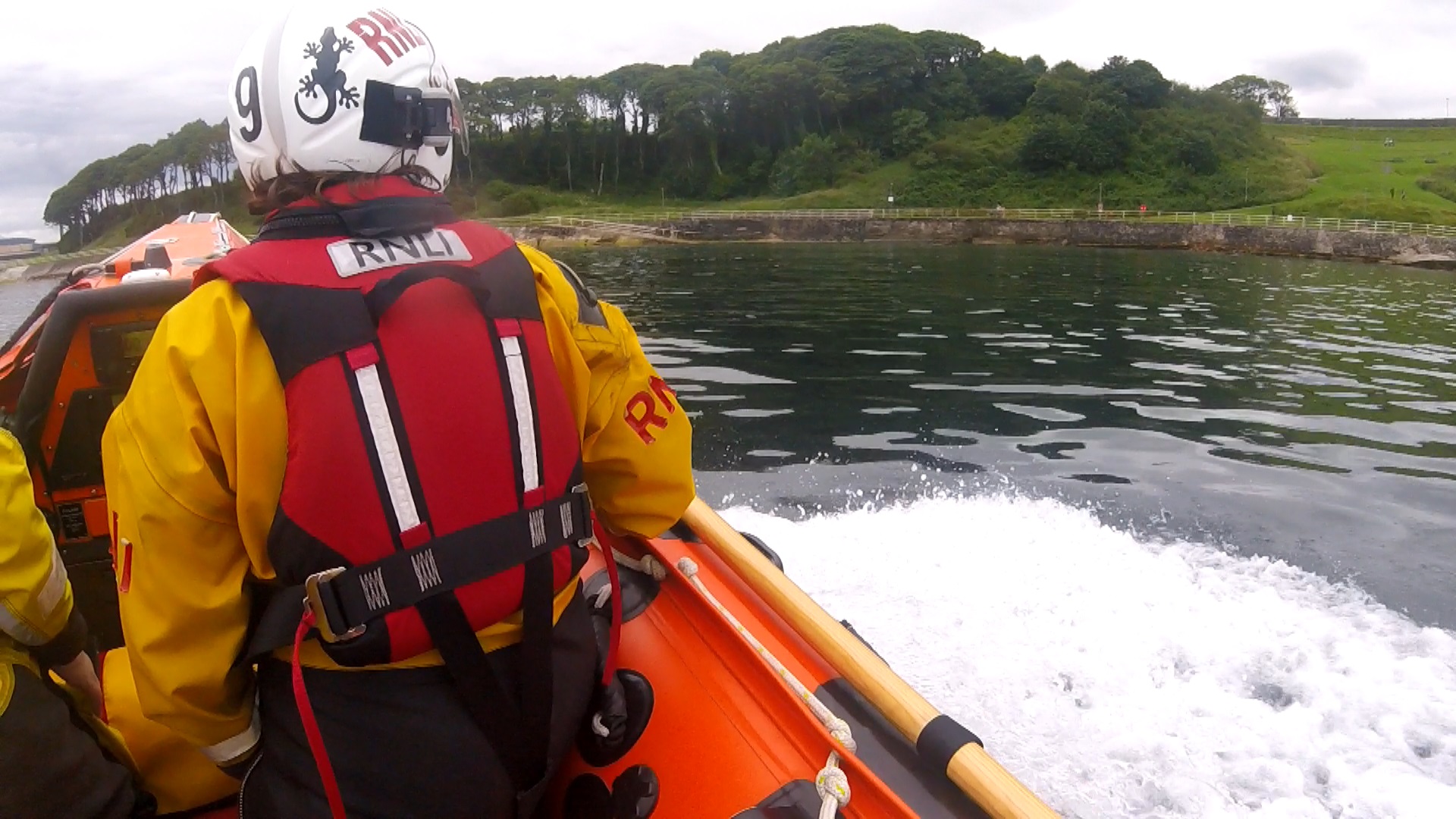 Inshore lifeboat crew searching near Larne Promenade