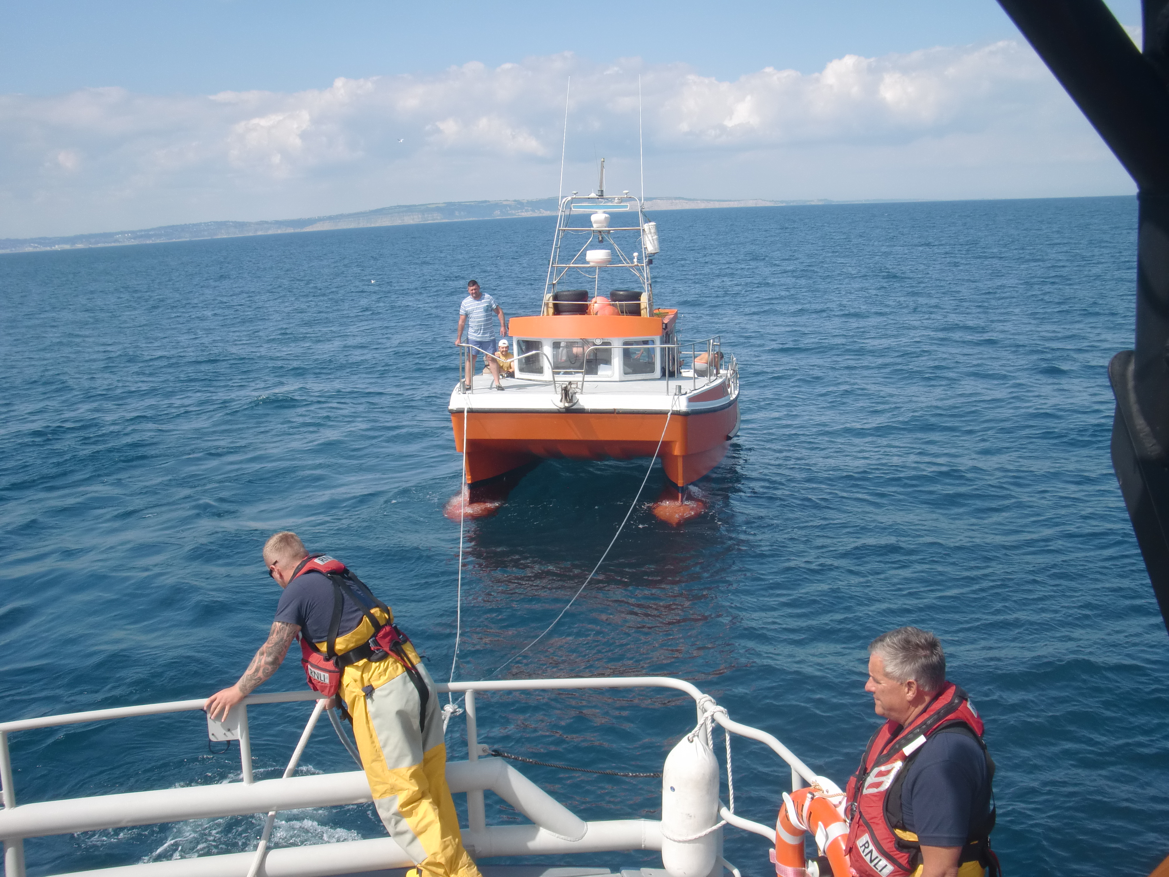 Angling boat under tow