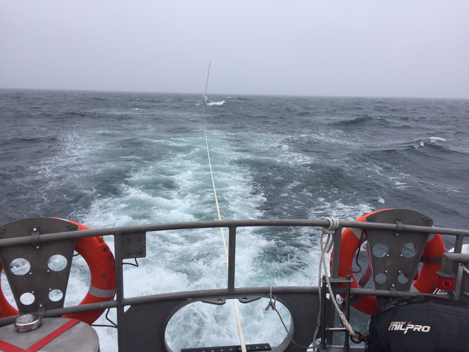Oban lifeboat towing the yacht