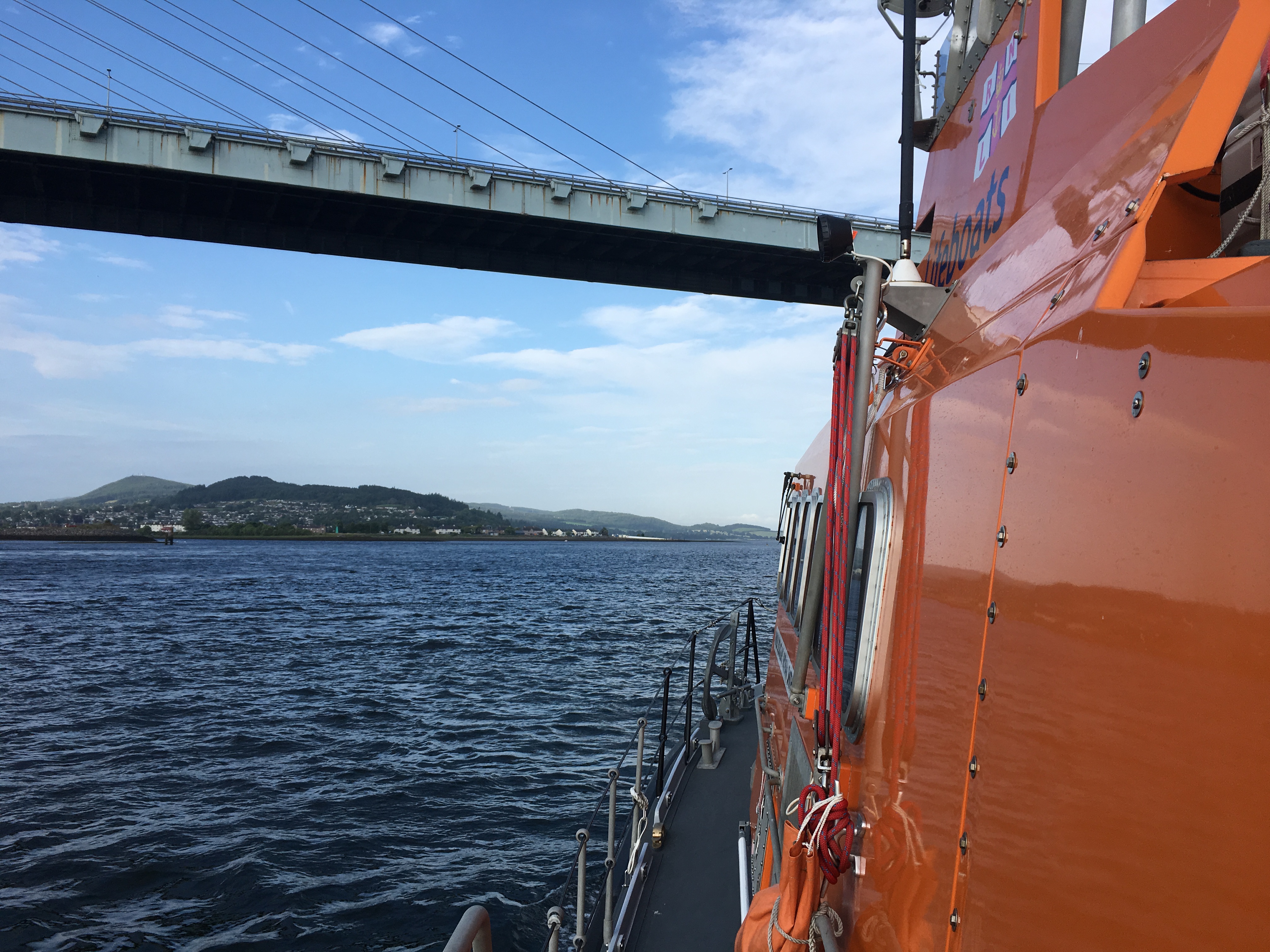 Invergordon Lifeboat approaching Kessock Bridge