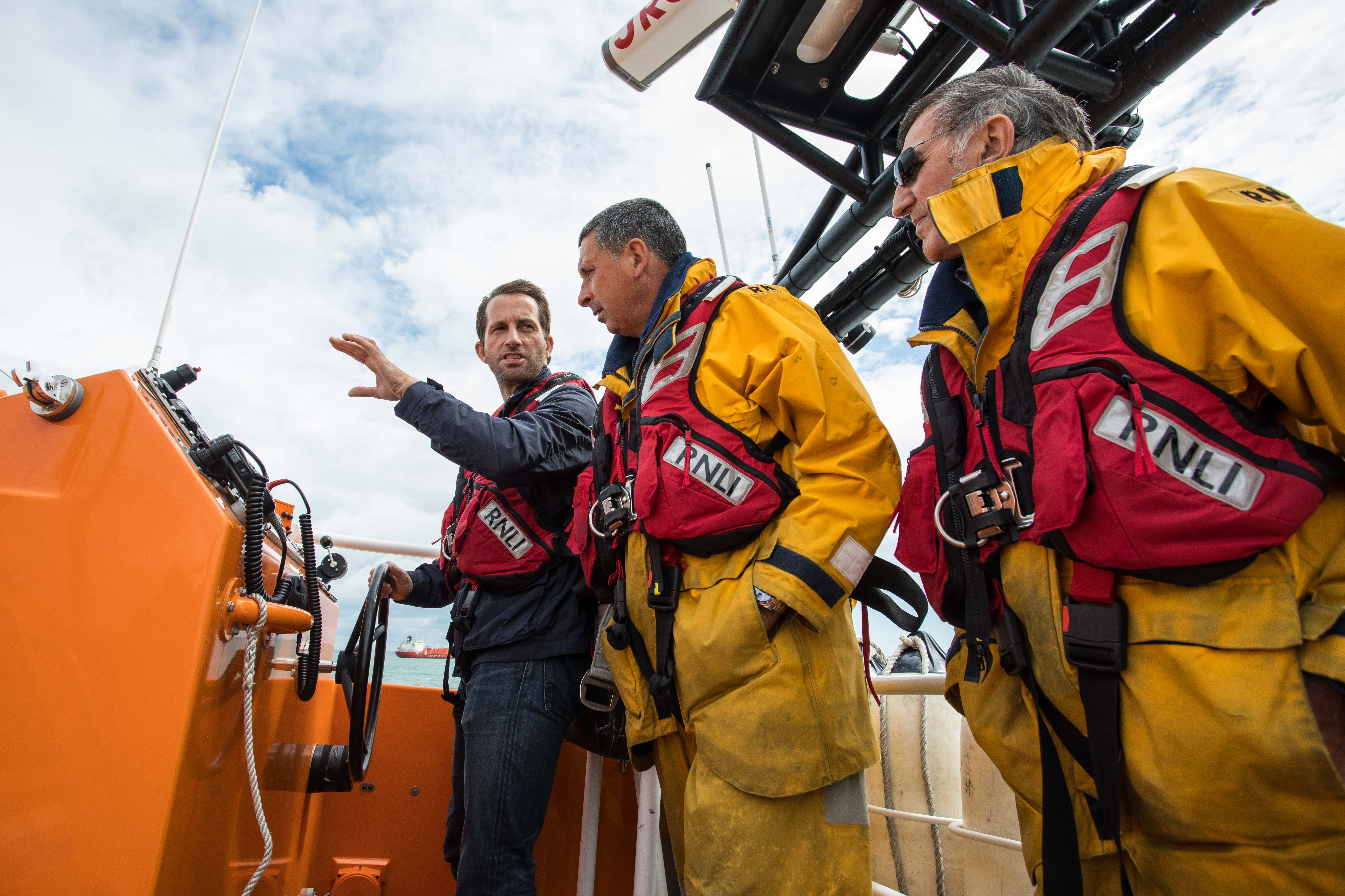 Sir Ben Ainslie with Bembridge RNLI crew members
