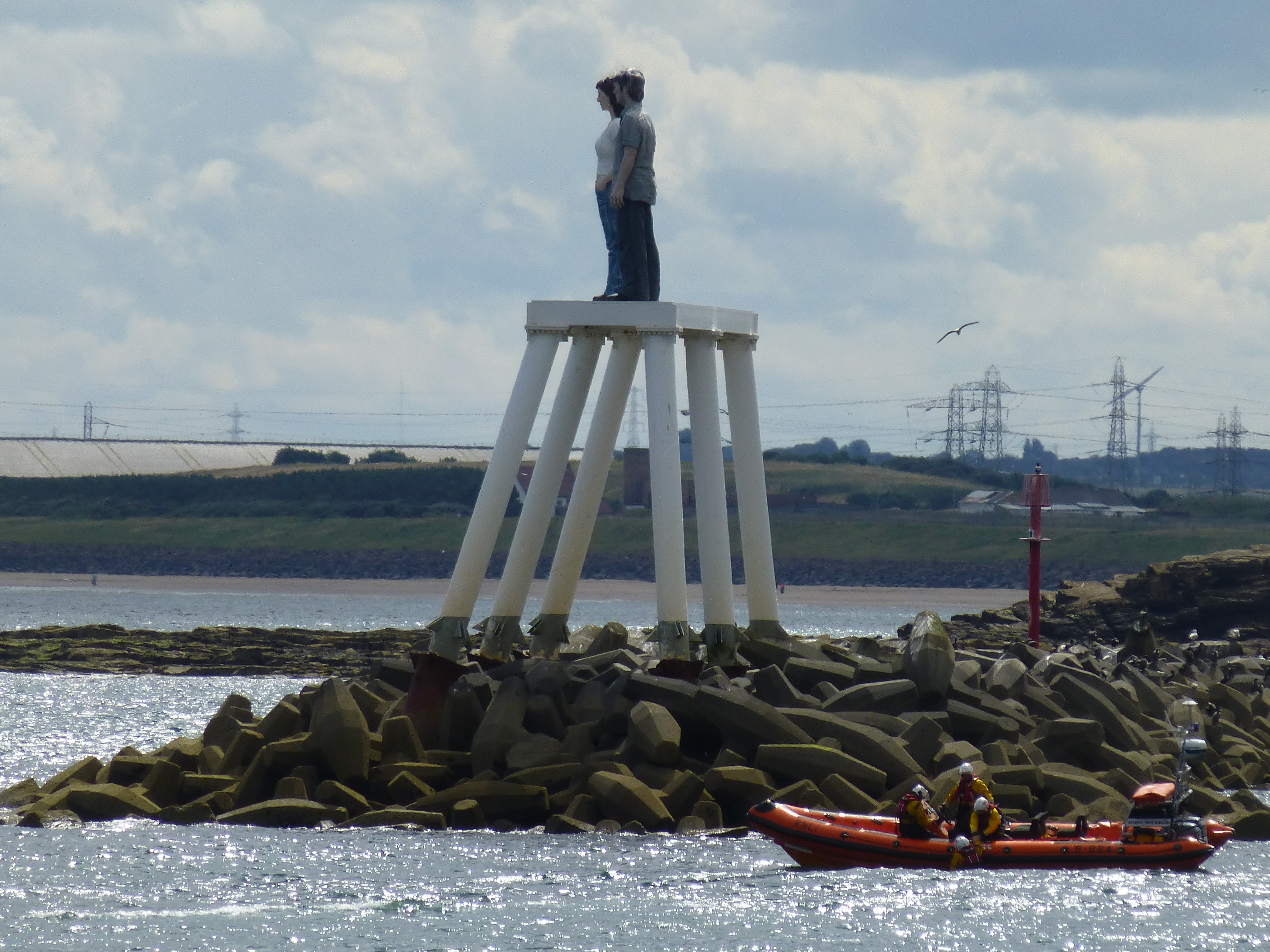 Newbiggin lifeboat recovers the casualty from the sea