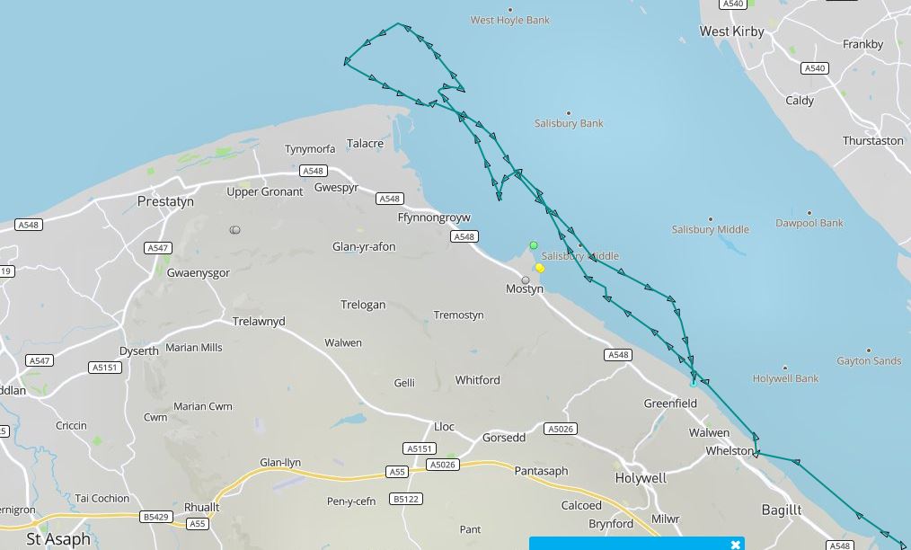 track of Flint lifeboat