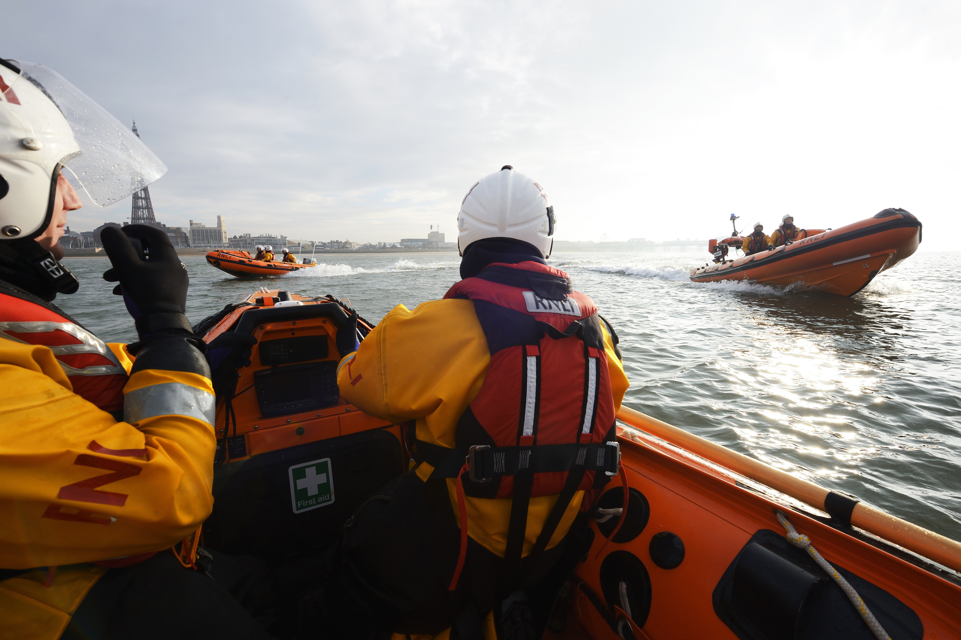 The volunteer crew at Blackpool RNLI in action
