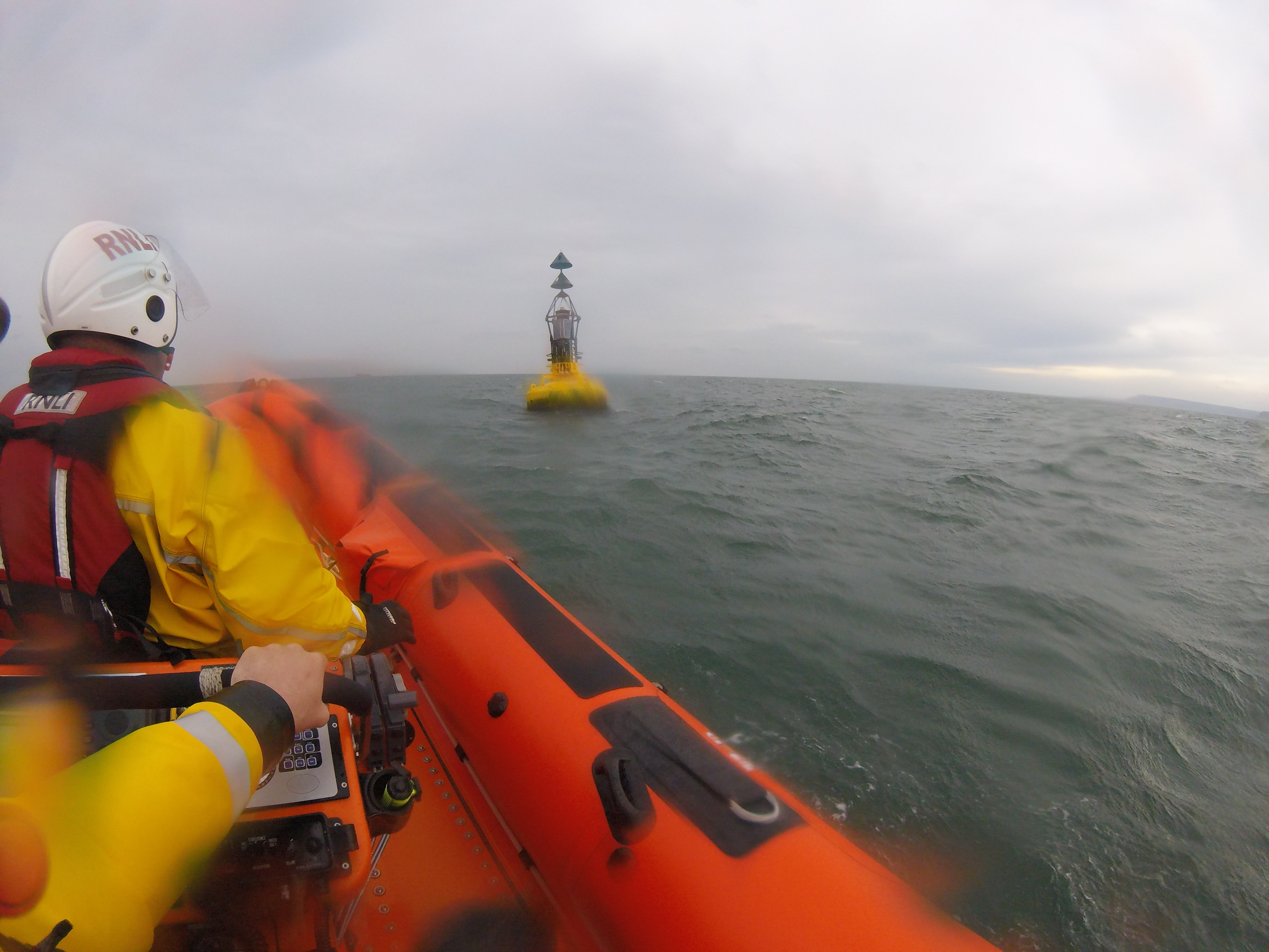 Redcar lifeboat approaching the Saltscar Buoy