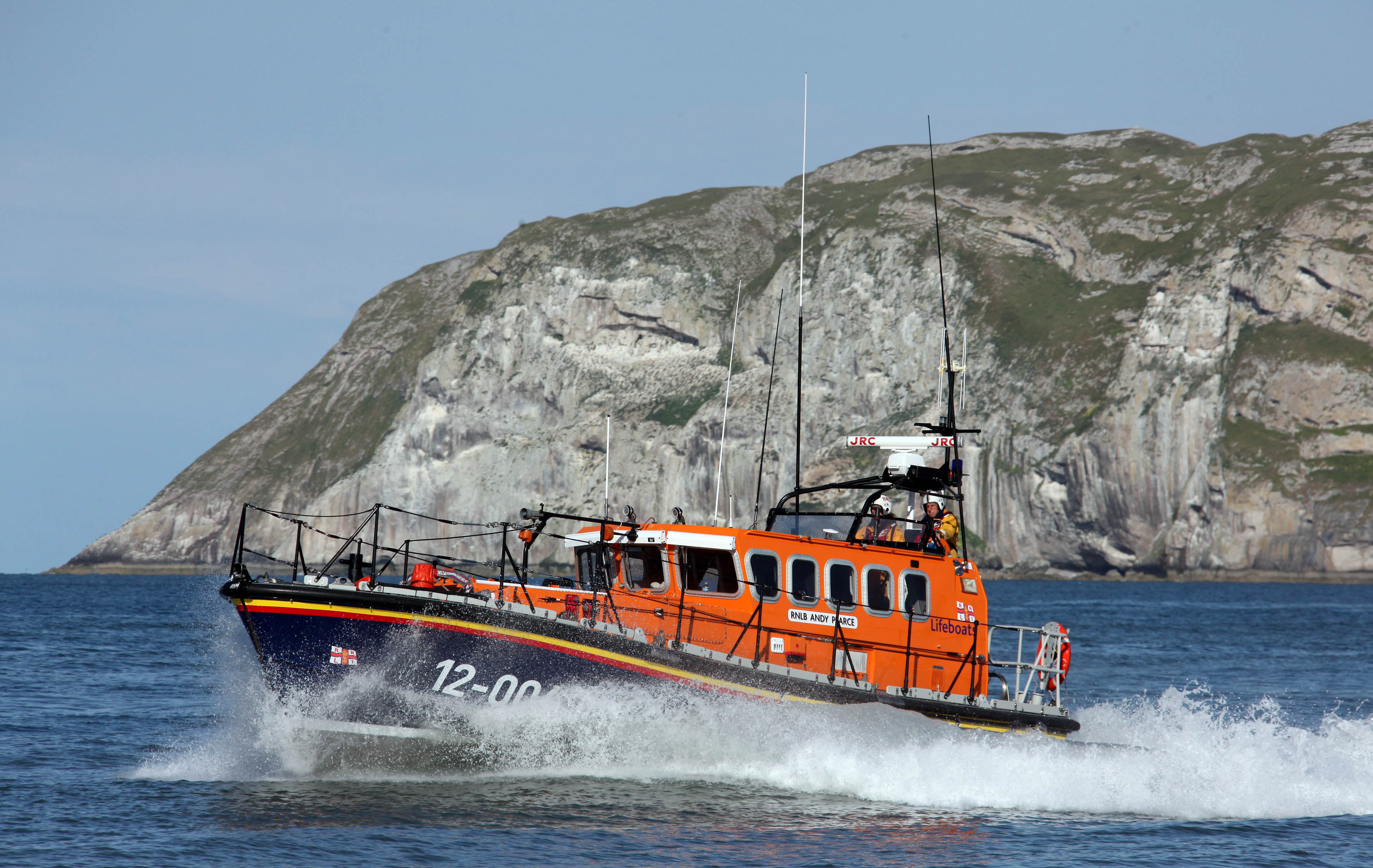 The 'Andy Pearce' at speed in Llandudno bay. 
