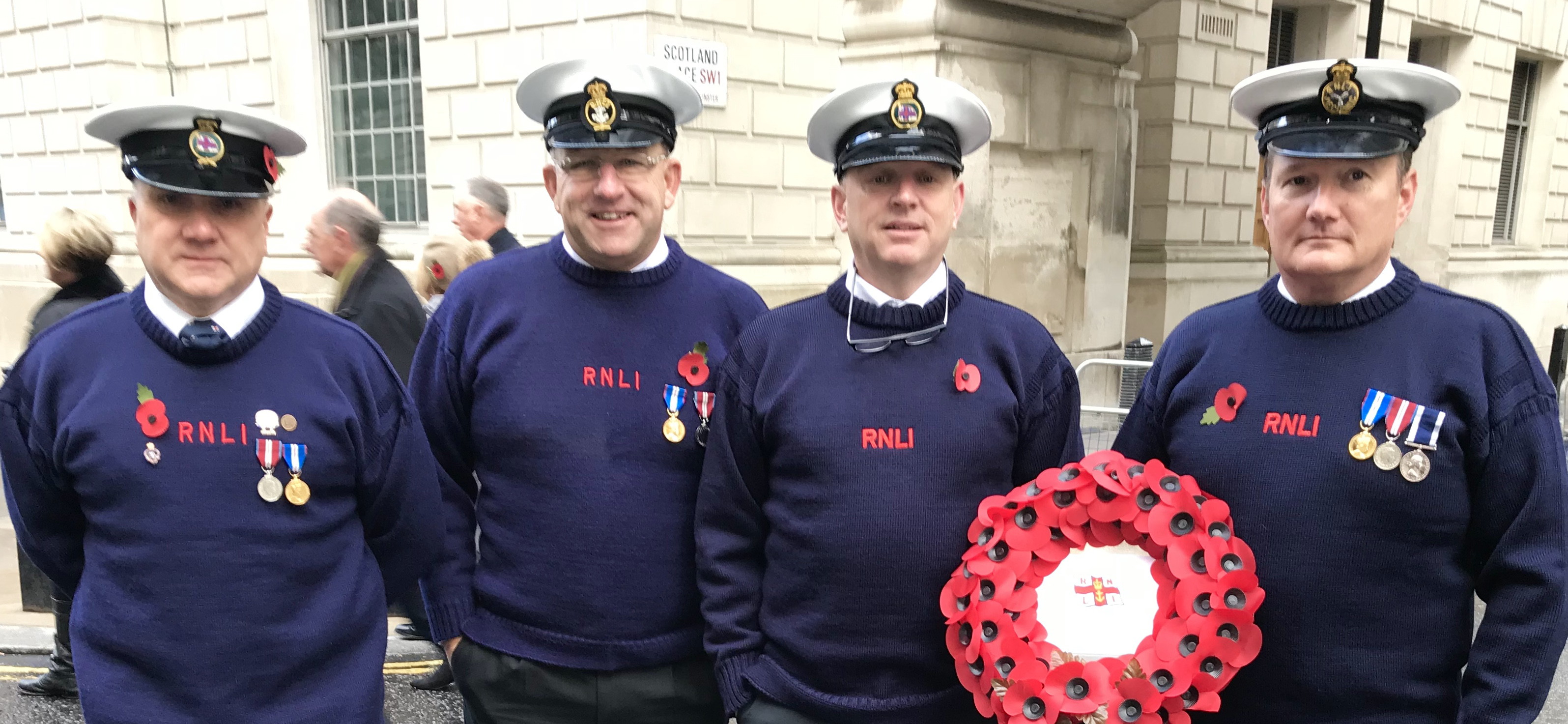 Pictured just prior to taking thier place in the march past at the Cenotaph